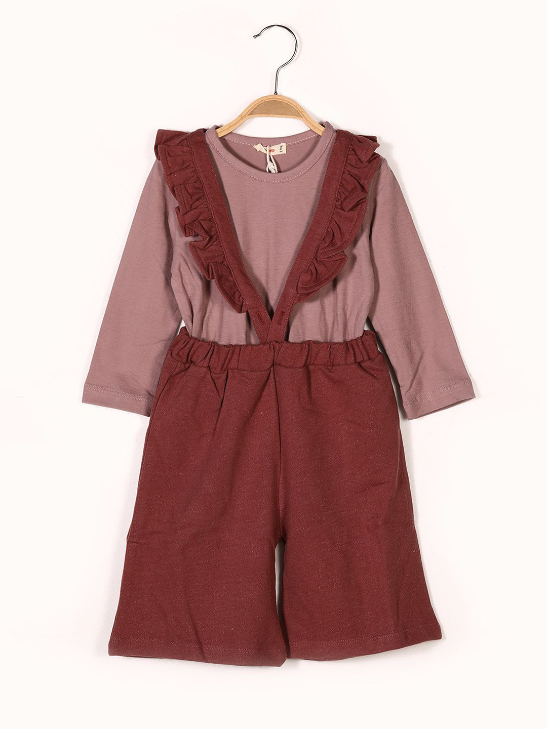 

YK Girls Pure Cotton Dungaree With T-Shirt, Pink