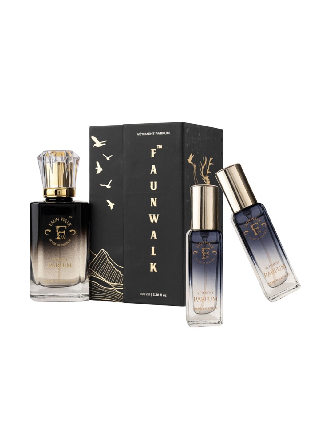 

FAUNWALK Men Set Of 3 Imagination Long Lasting Eau De Parfum- 100 ml & 20 ml Each, Black