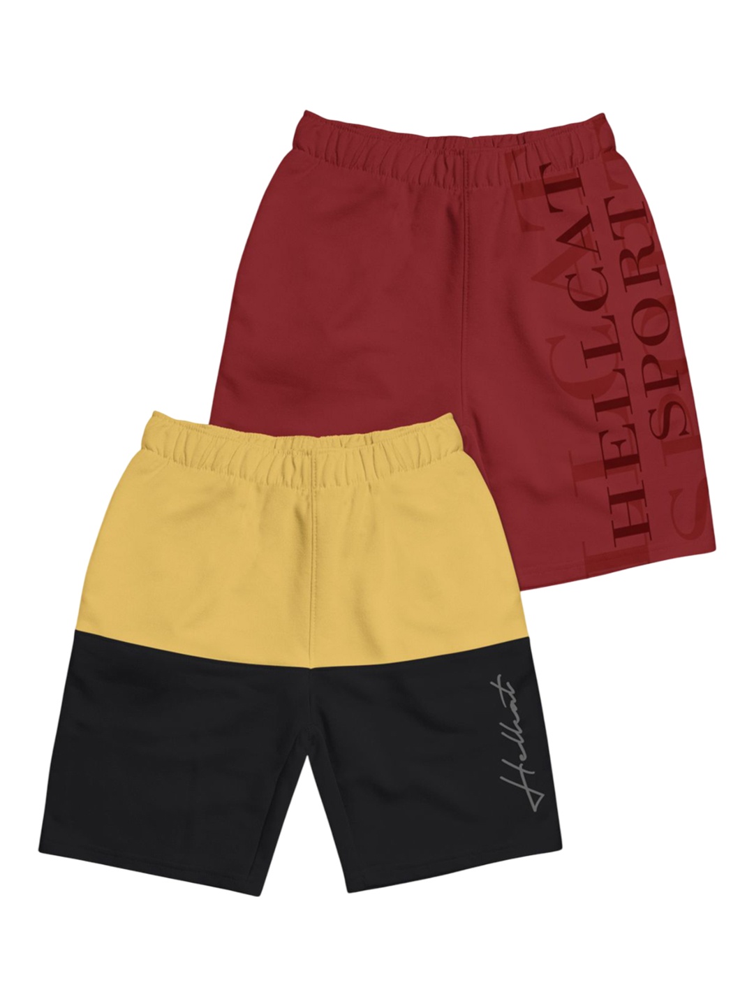 

HELLCAT Boys Typography Printed Shorts, Yellow