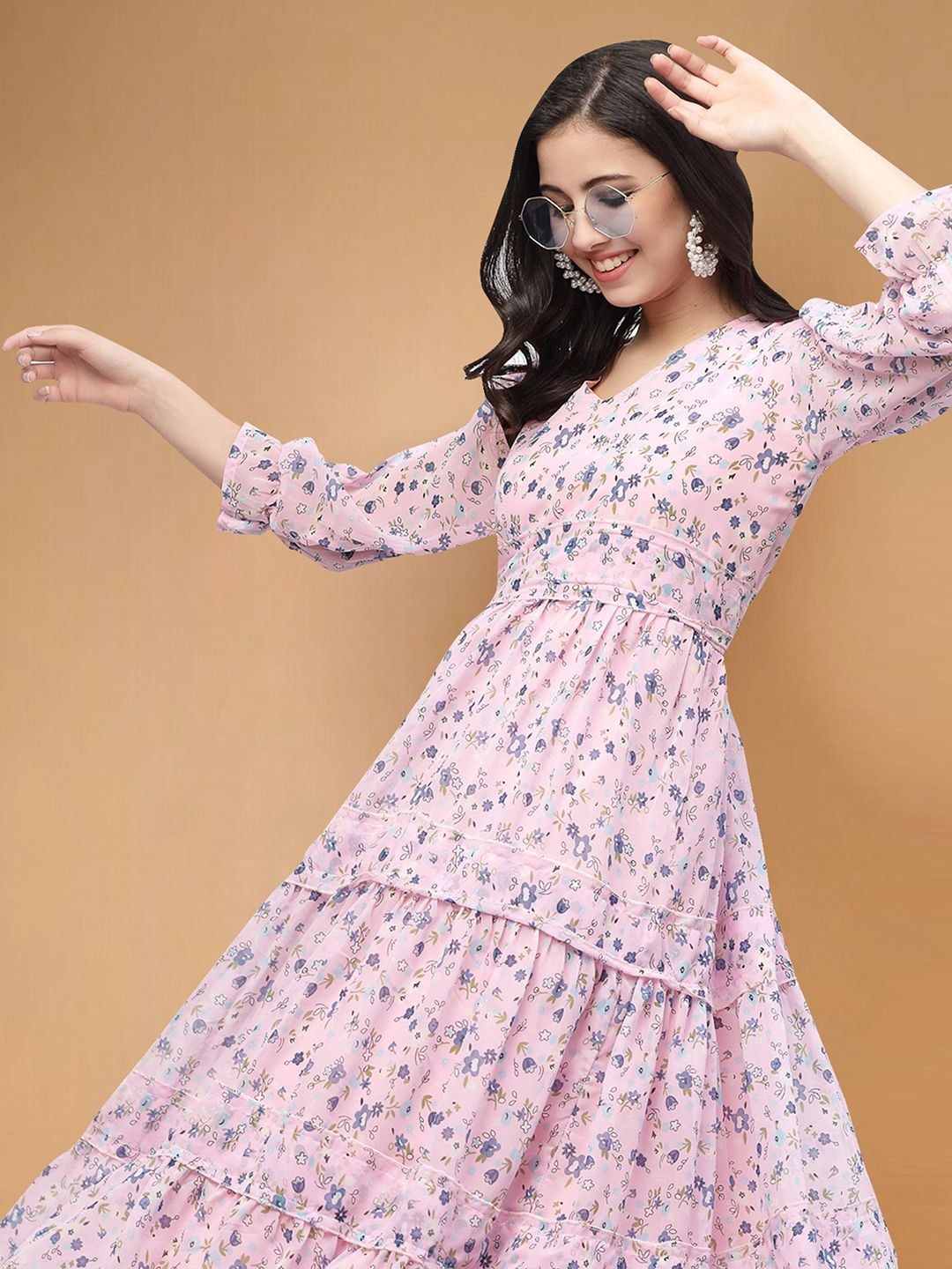 

Moda Rapido Floral Print Applique Fit & Flare Dress, Multi