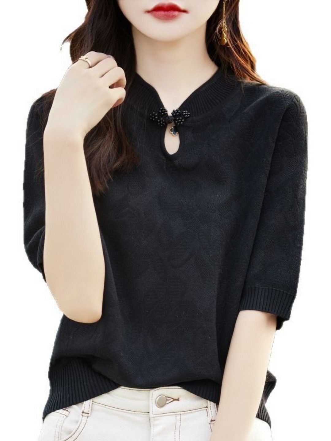 

StyleCast Women V-Neck T-shirt, Black