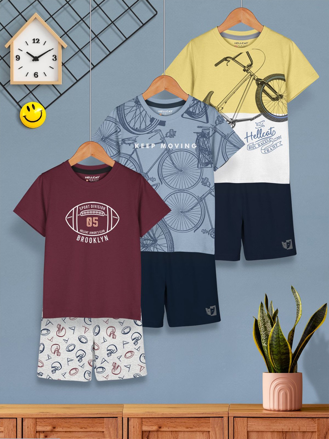 

HELLCAT Boys Printed T-shirt with Shorts, Yellow