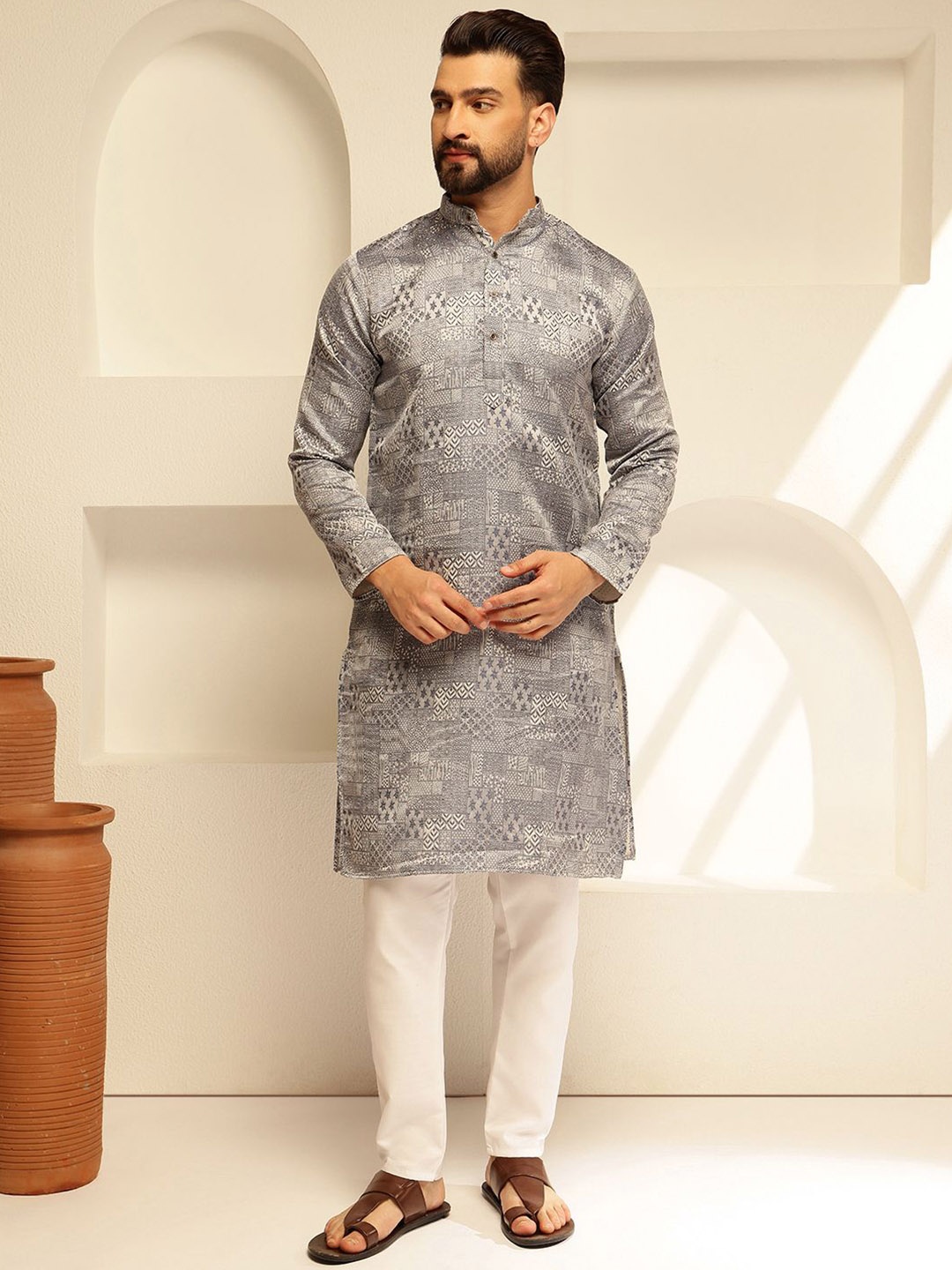 

SOJANYA Woven Design Straight Kurta, Blue