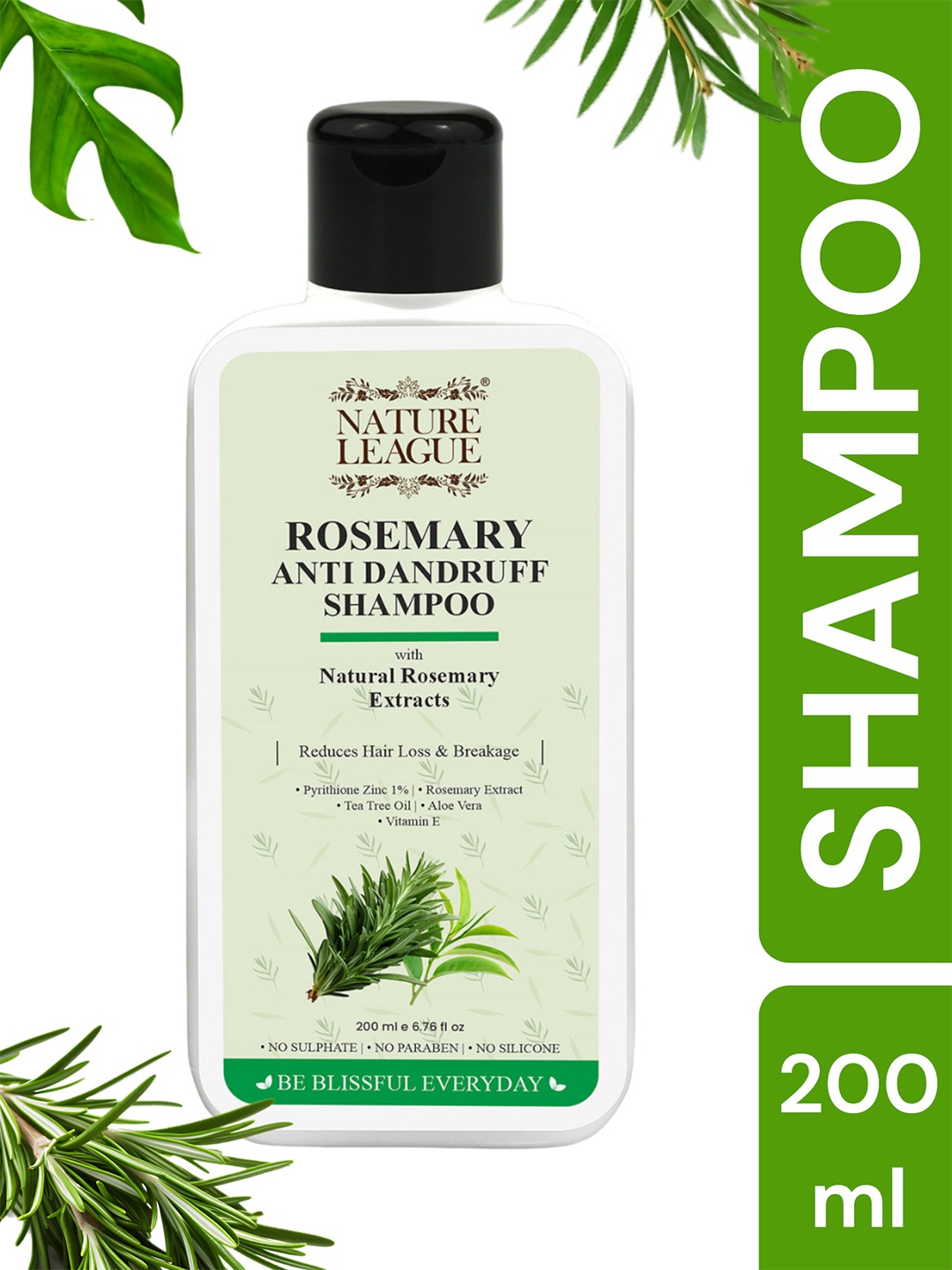 

NATURE LEAGUE Rosemary With Tea Tree Oil Anti-Dandruff Shampoo - 200 ml, White