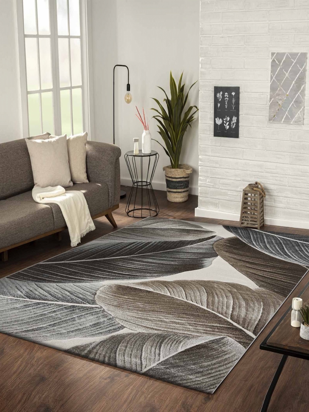 

OBSESSIONS Brown Floral Anti-Skid Polypropylene Carpet