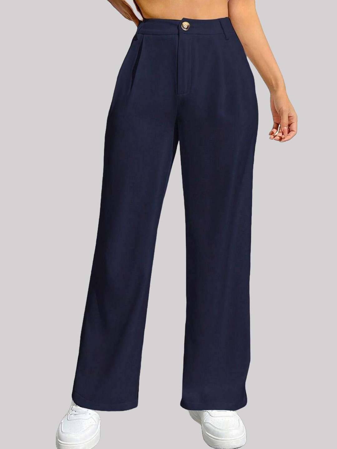 

Chemistry Women Custom Straight Fit High-Rise Trousers, Blue