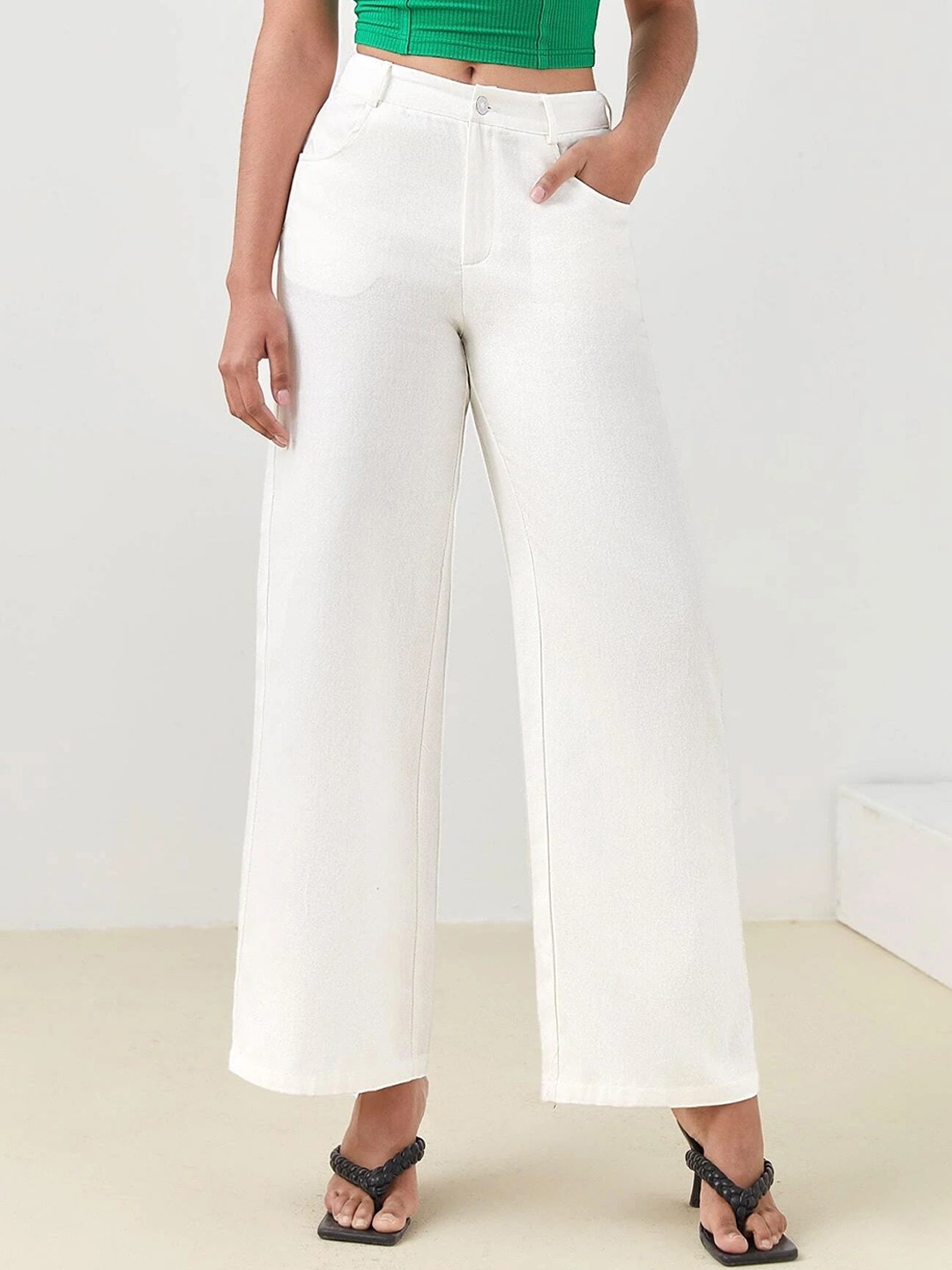 

Chemistry Women High-Rise Wide Leg Trousers, White