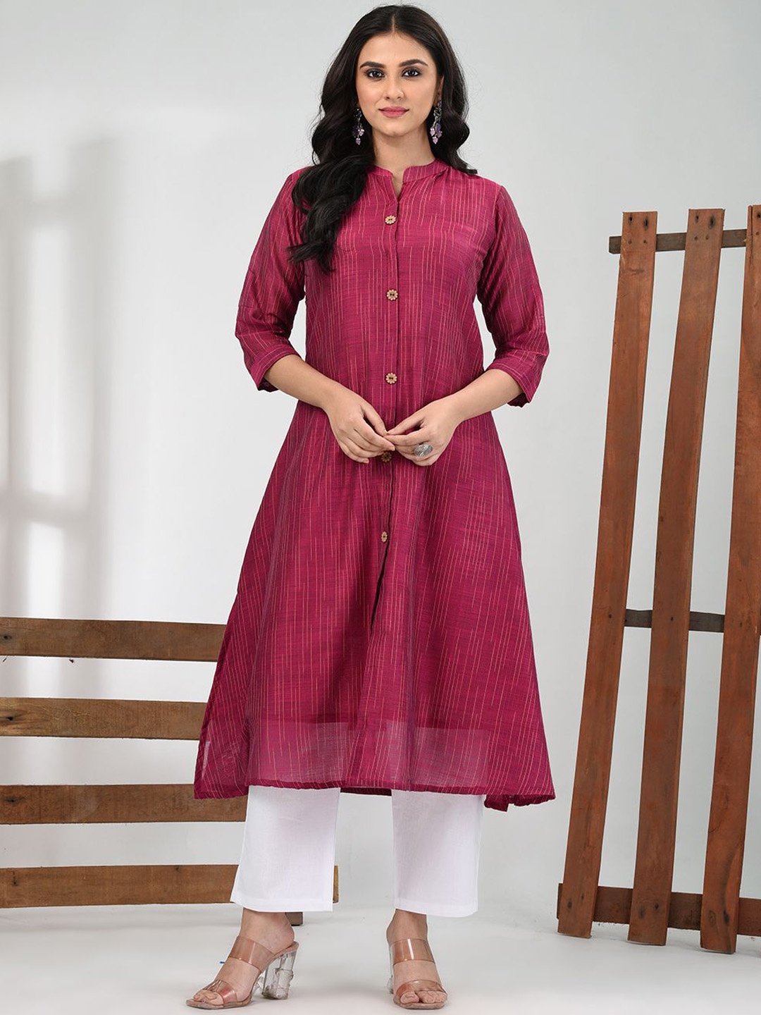 

Charukriti Women Regular Pure Cotton Kurta with Trousers, Magenta