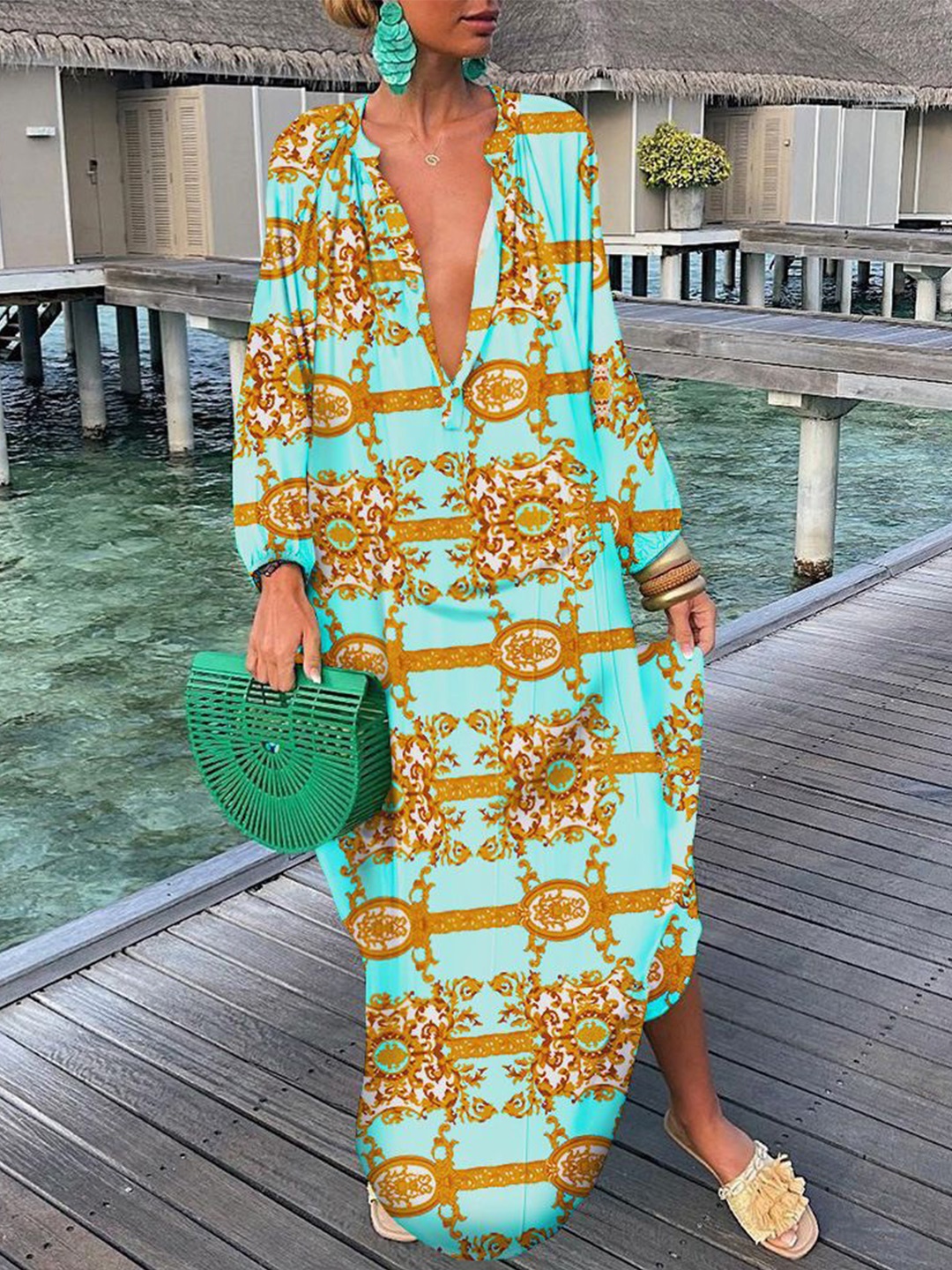 

HERE&NOW Print Satin A-Line Maxi Dress, Multi