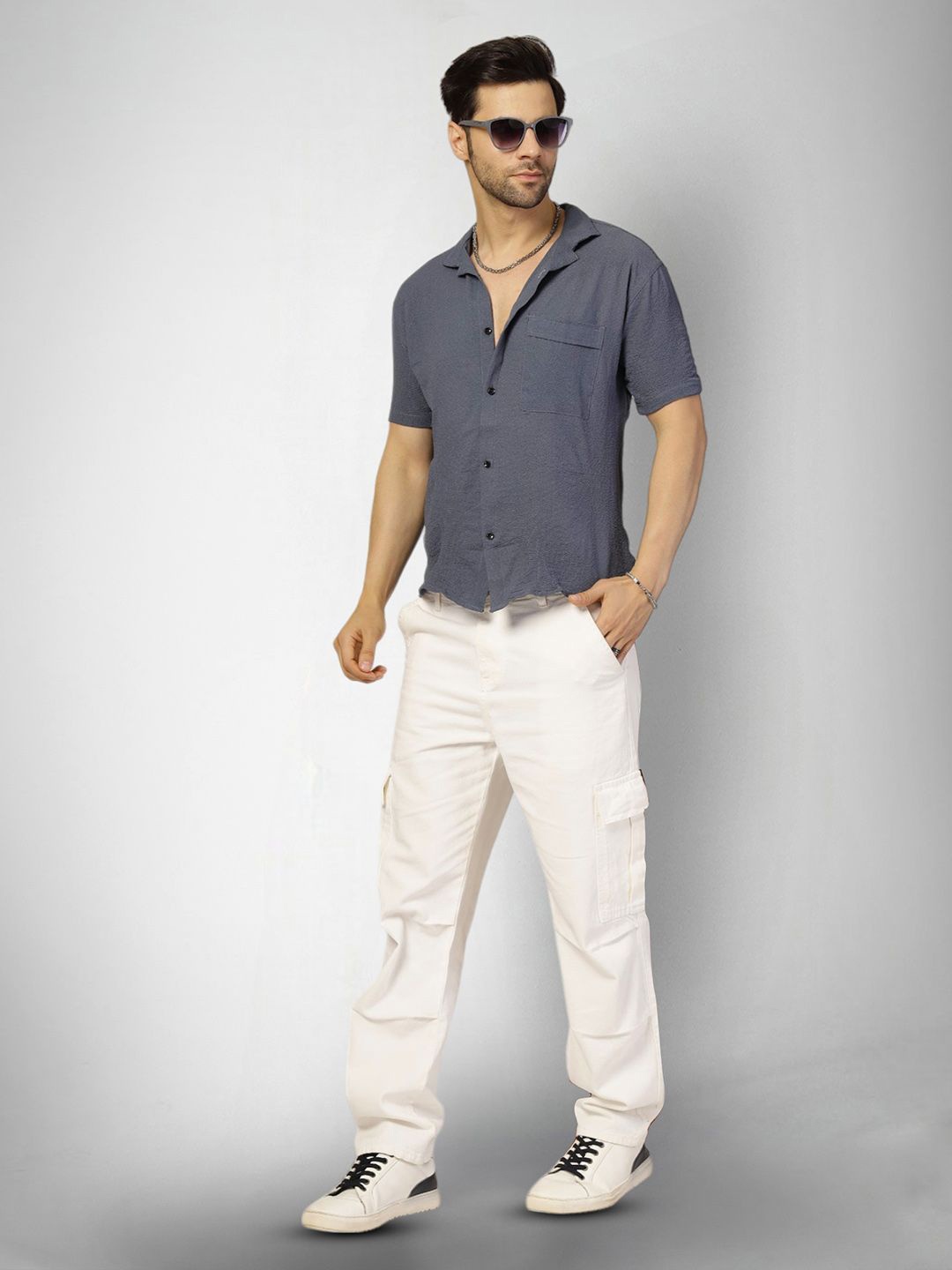

Moda Rapido Men Original Opaque Casual Shirt, Blue