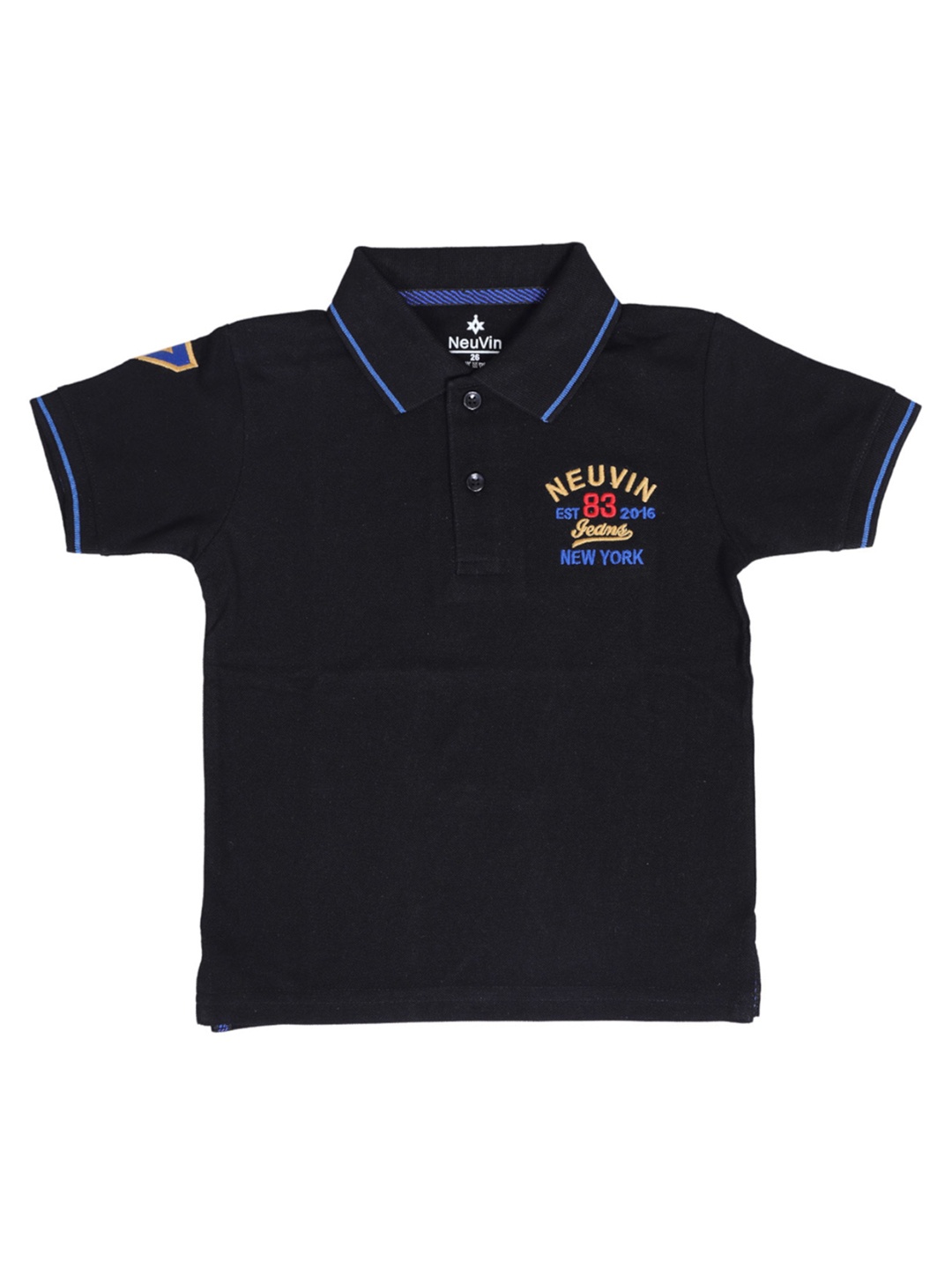 

NeuVin Boys Polo Collar Applique T-shirt, Black