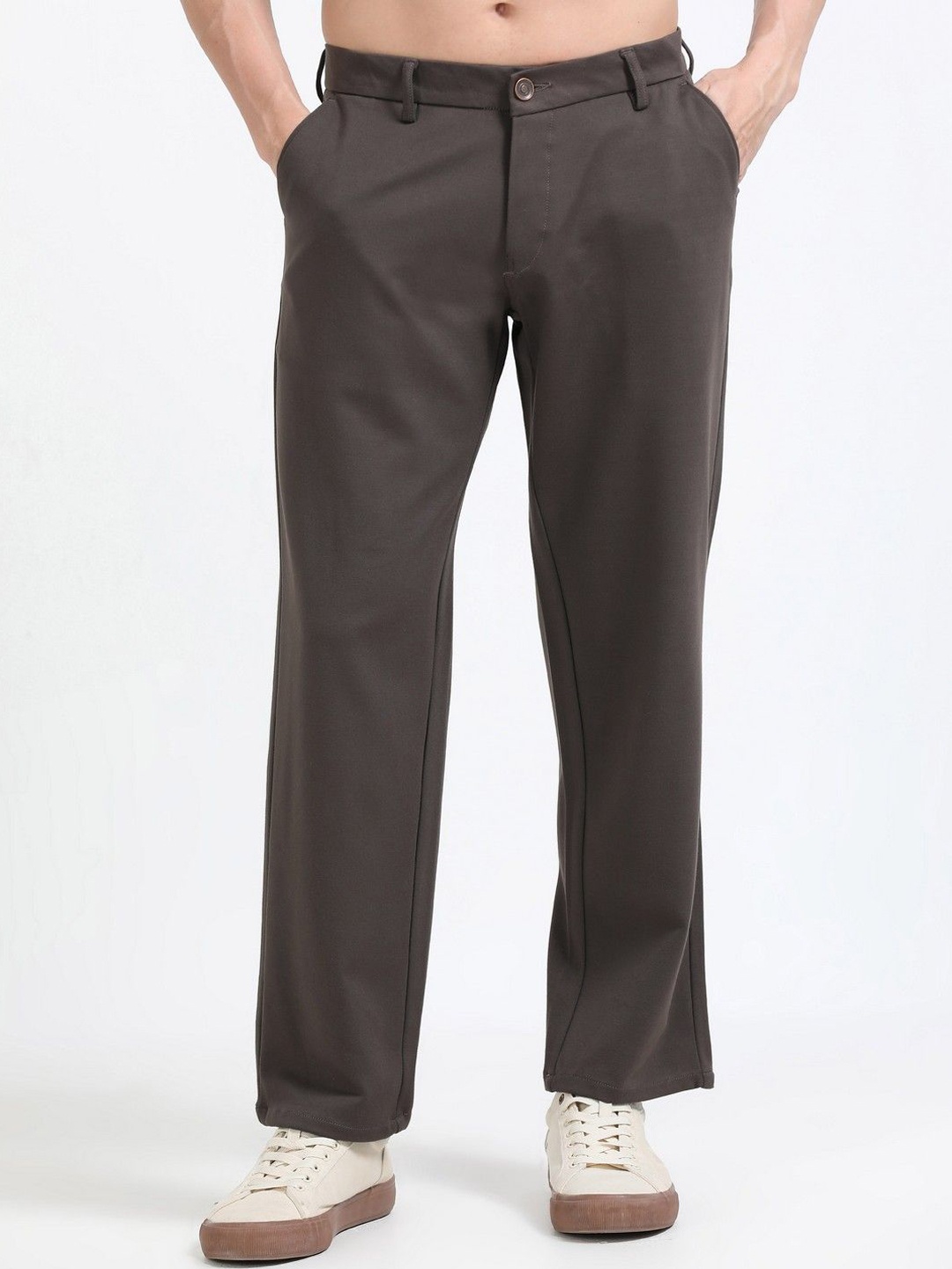 

THE BEETEL HOUSE Men Relaxed Tencil Leisure Regular Trousers, Brown