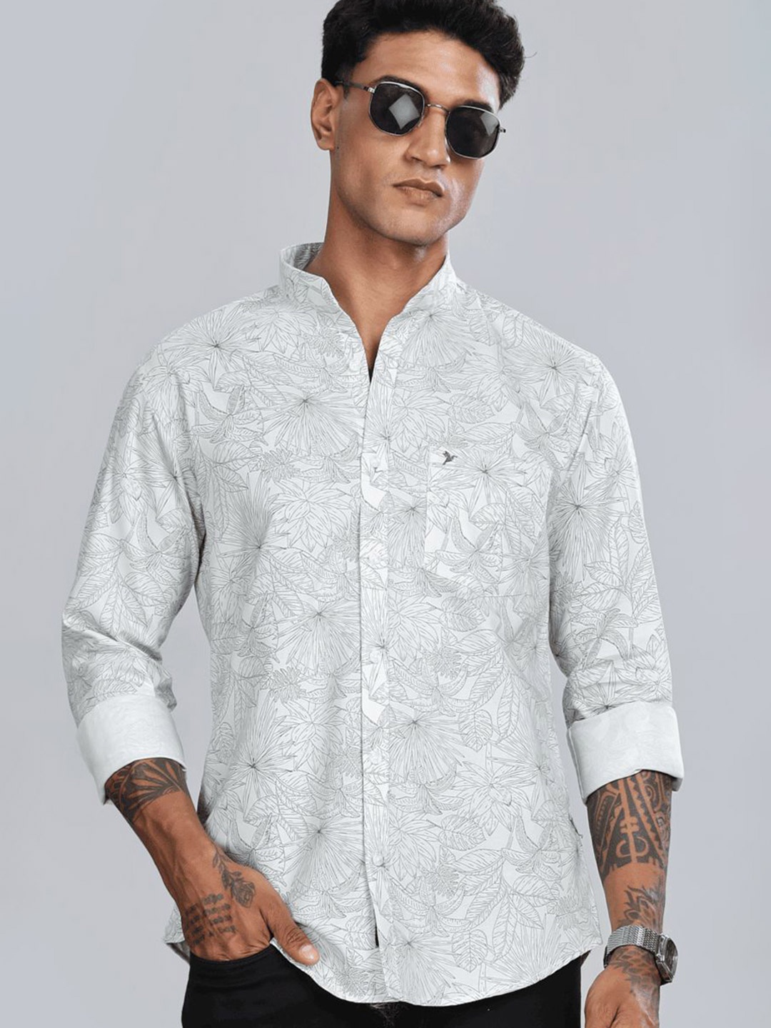 

Blueisland Clothing Men Standard Opaque Printed Formal Shirt, Olive