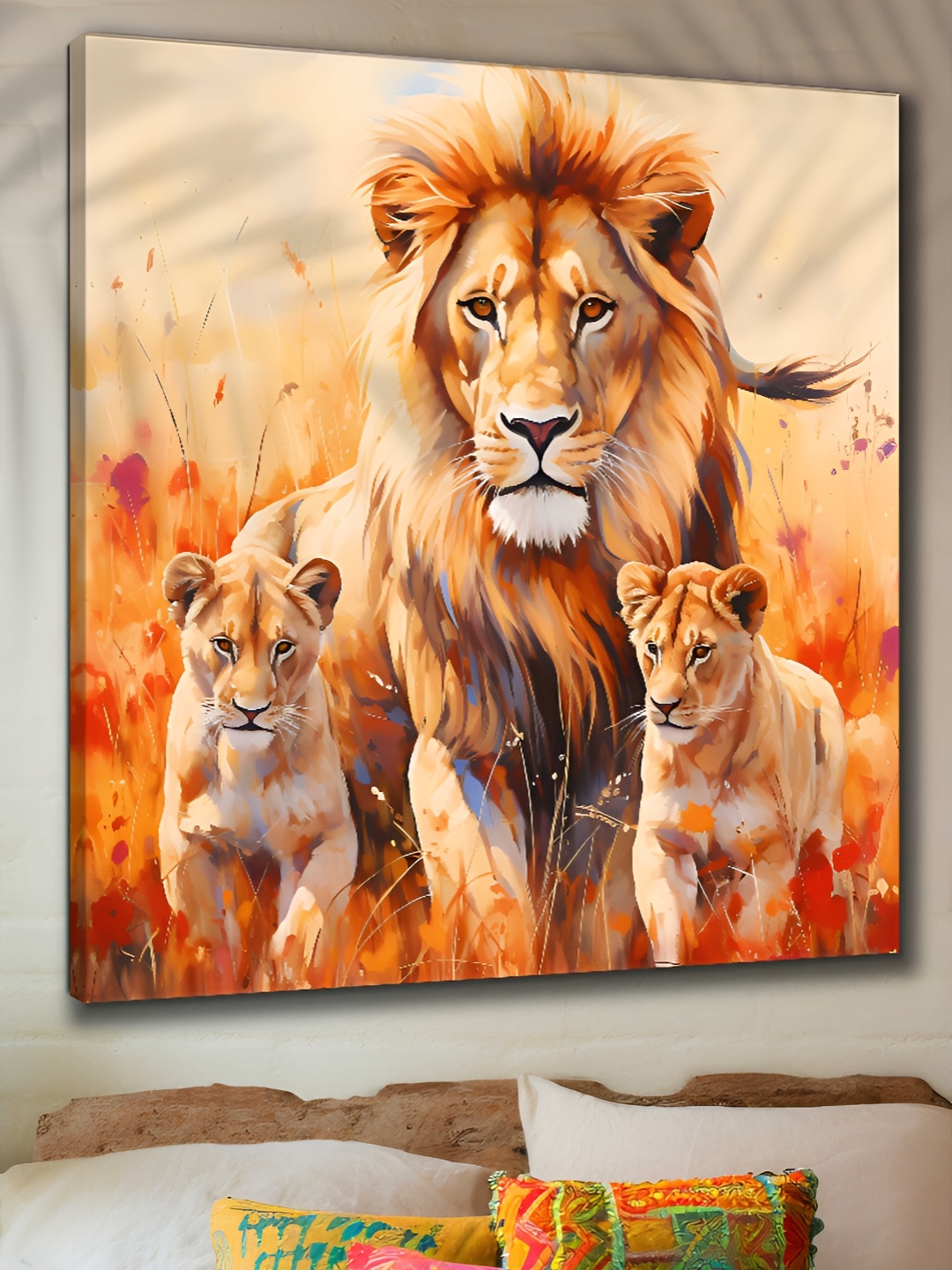 

Myntra Elegant Homes Brown & Orange 1 Piece Canvas Birds and Animals Wall Paintings
