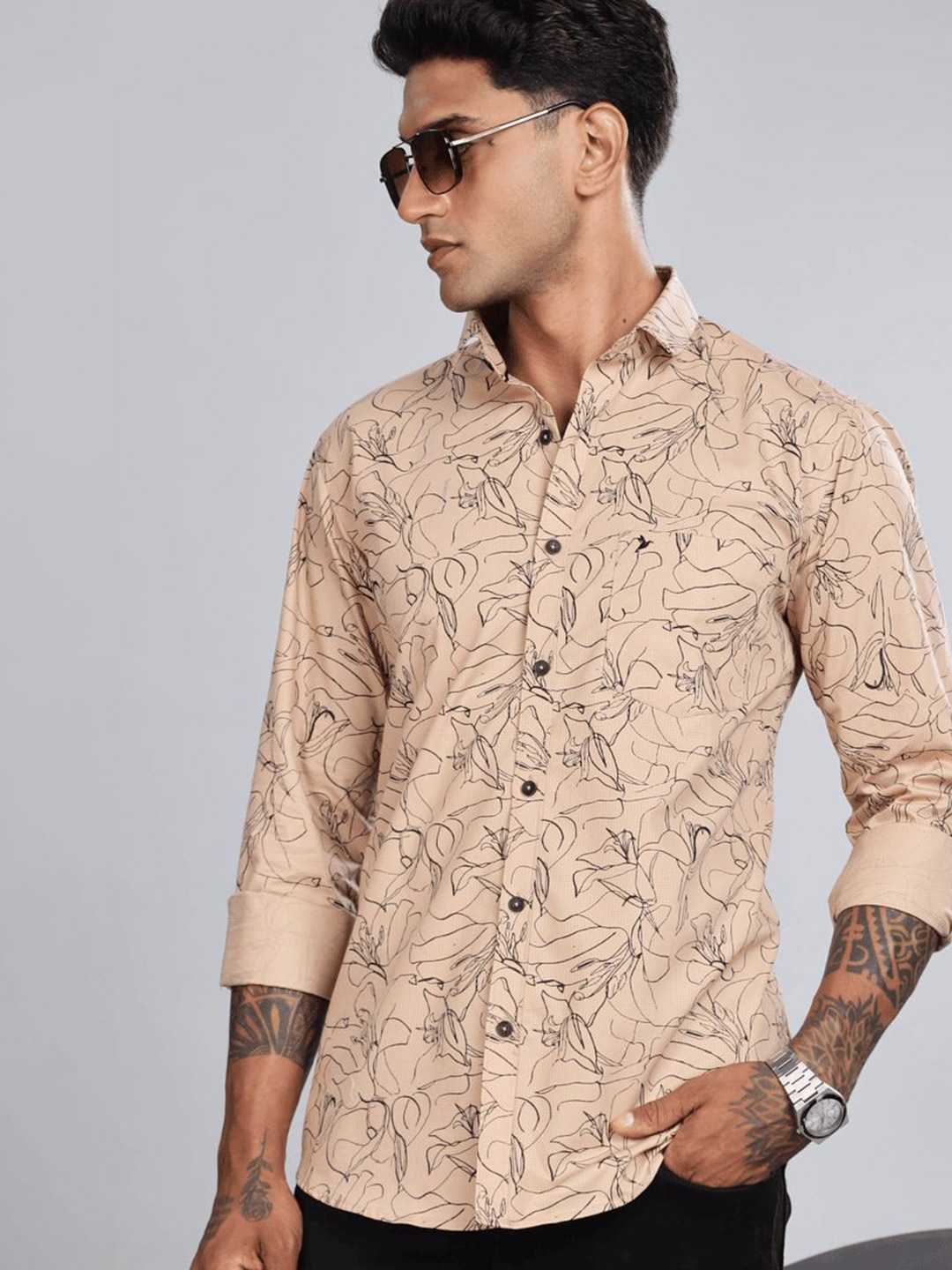 

Blueisland Clothing Men Standard Opaque Printed Formal Shirt, Orange