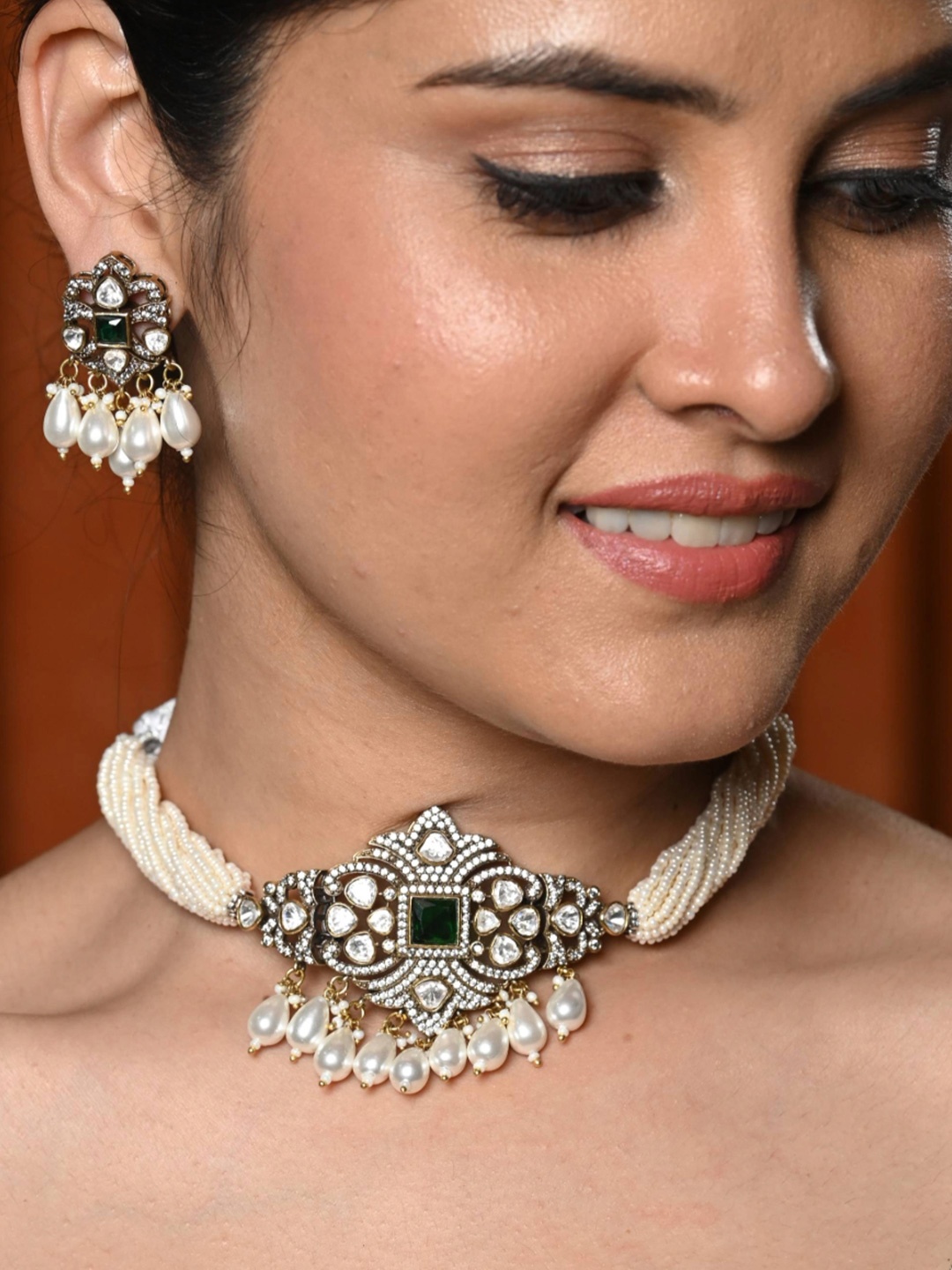 

Stridhan Gold-Plated Moissanite Polki Choker Set