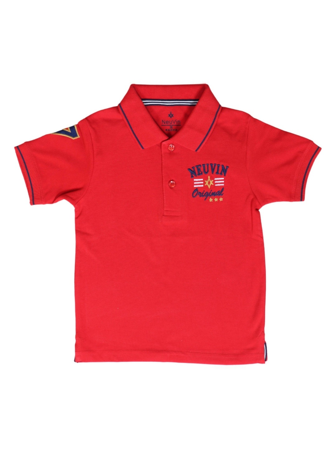 

NeuVin Boys Polo Collar Applique T-shirt, Red