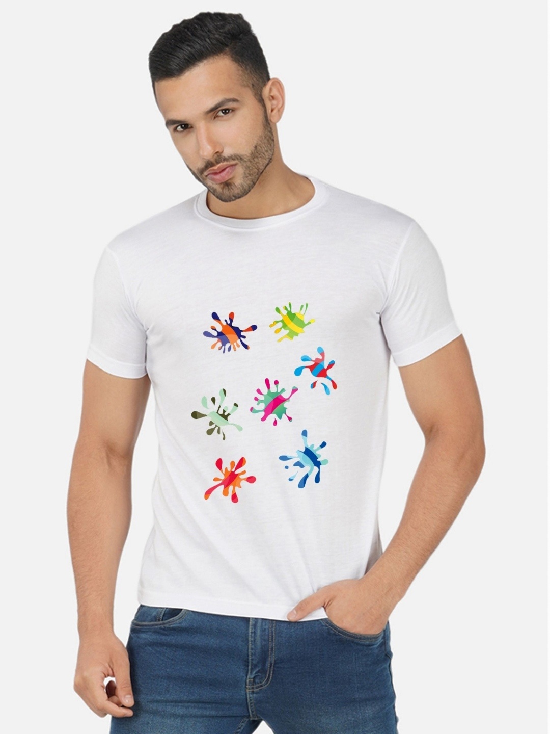 

Moda Rapido Men Holi Printed Tshirt, White