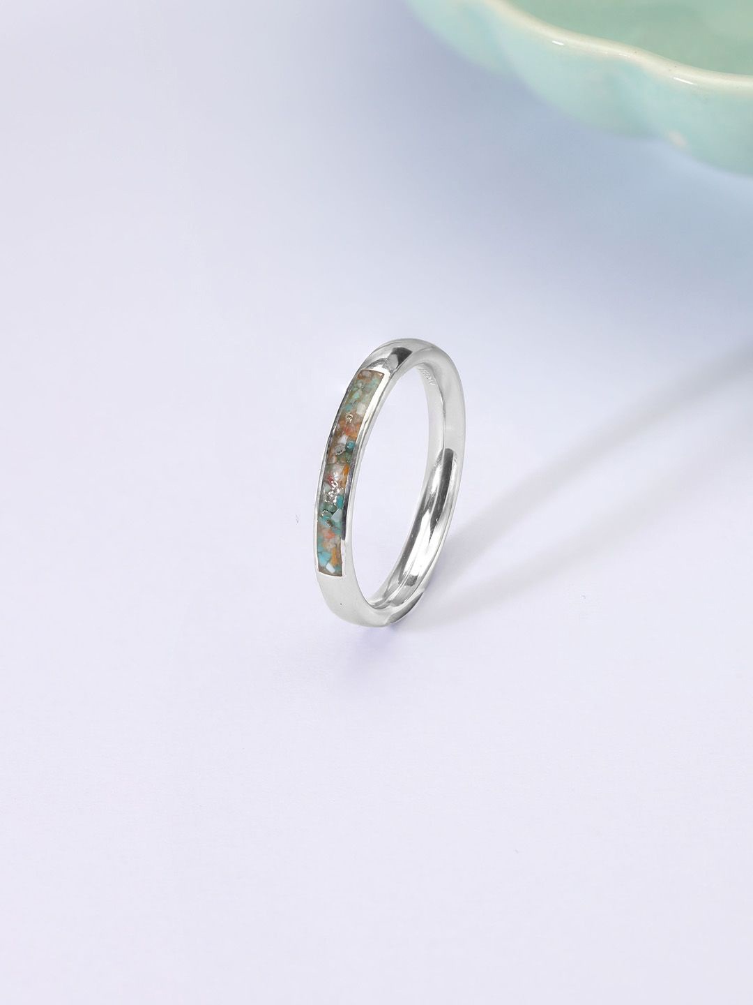 

Mia by Tanishq 925 Sterling Silver Opal Stone Studded Mosaic Marvel Finger Ring