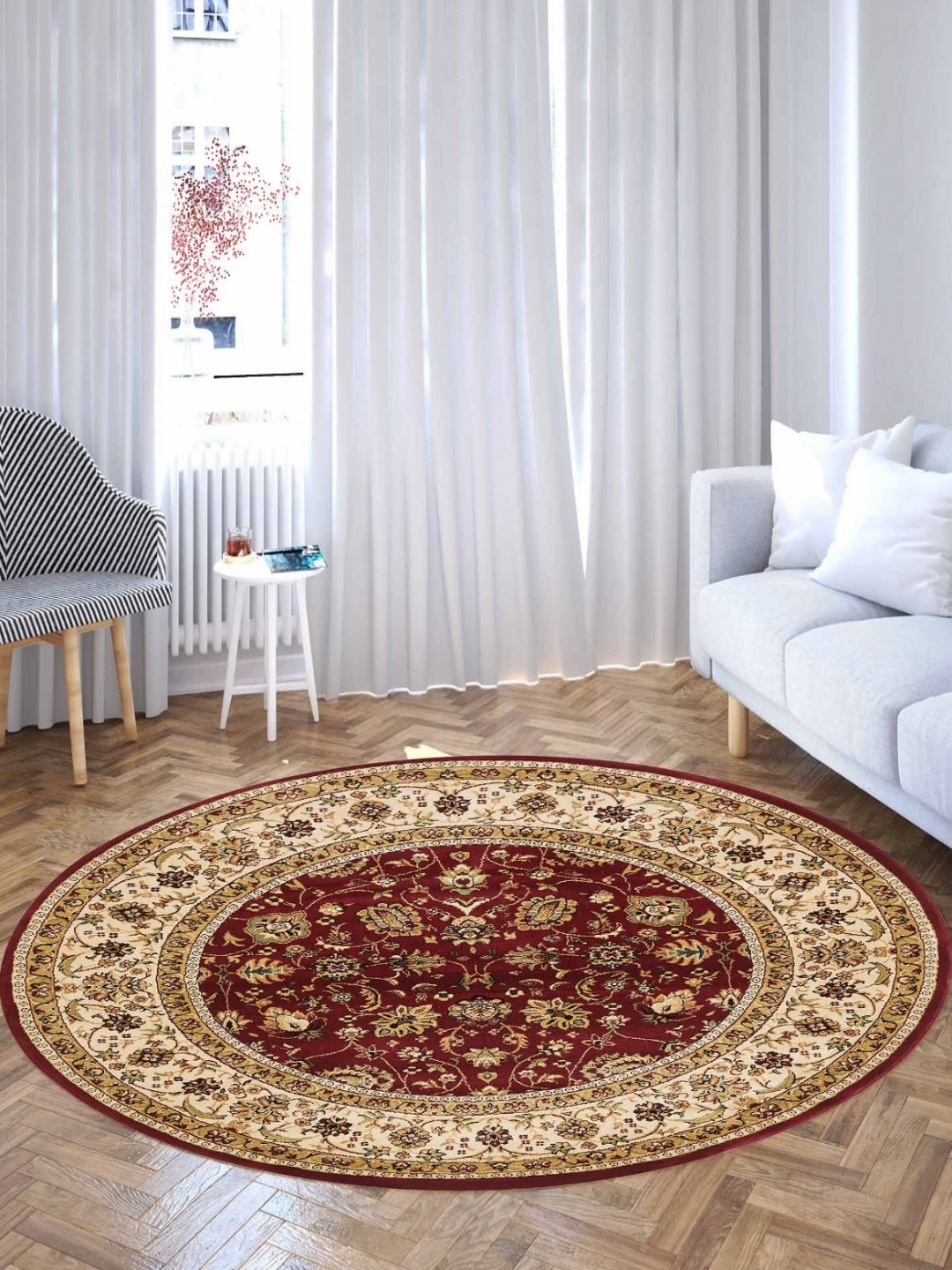 

OBSESSIONS Beige Ethnic Motifs Anti-Skid Polypropylene Carpet