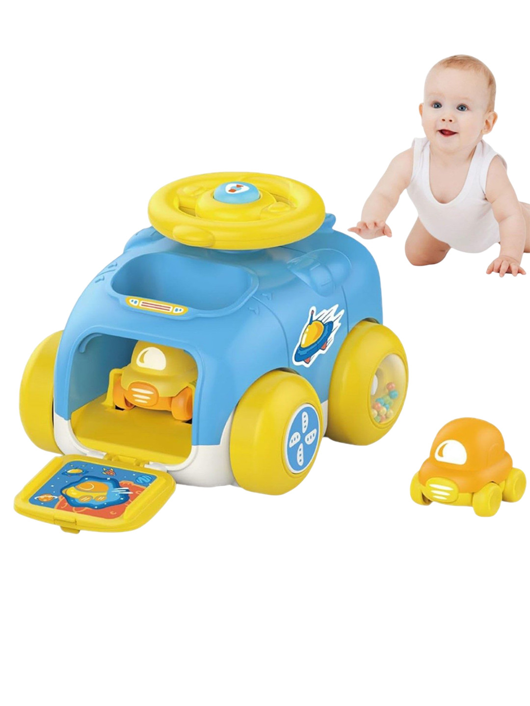 

OPINA Push & Go Trucks Toys Vehicles, Blue