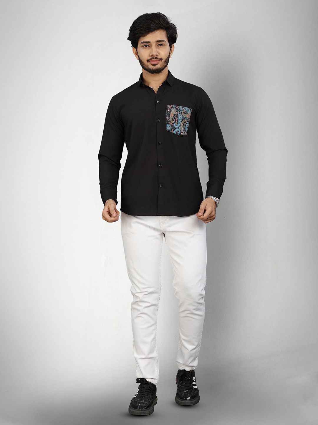 

Moda Rapido Men Original Opaque Casual Shirt, Black