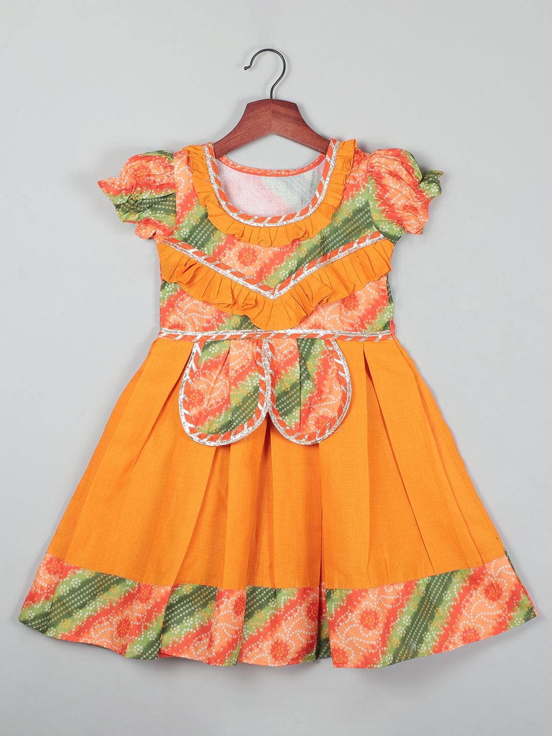 

SHAHUDI DESIGNER Floral Print Puff Sleeve Midi Dress, Orange