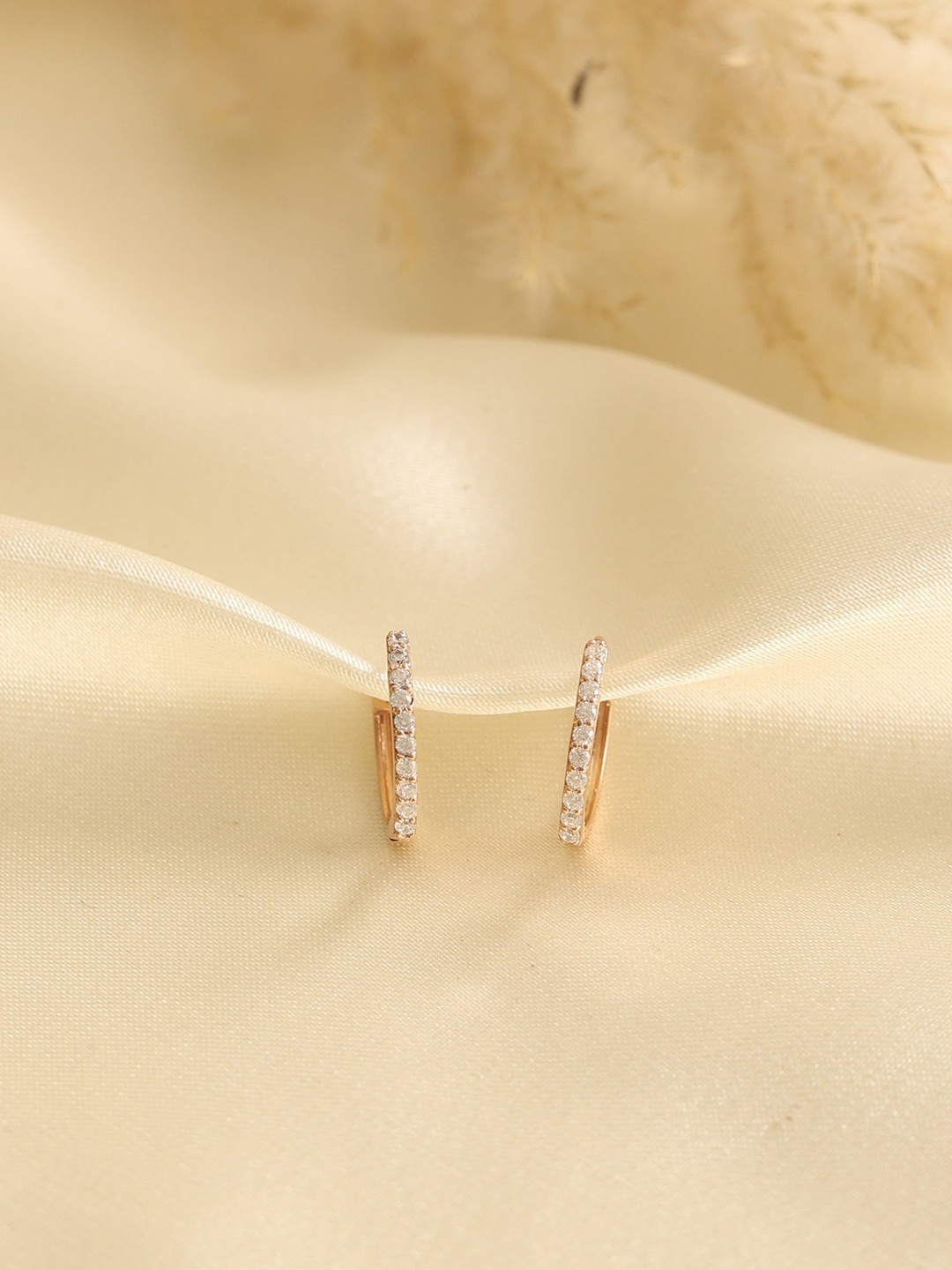 

KIORAH Sterling Silver Rose Gold-Plated Circular Shaped Hoop Earring