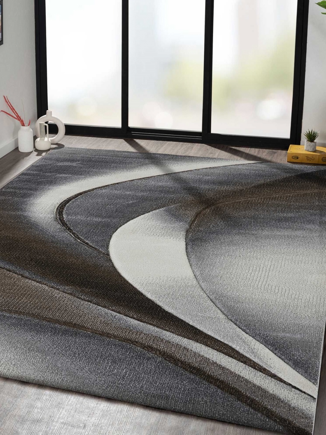 

OBSESSIONS Grey Abstract Anti-Skid Polypropylene Carpet