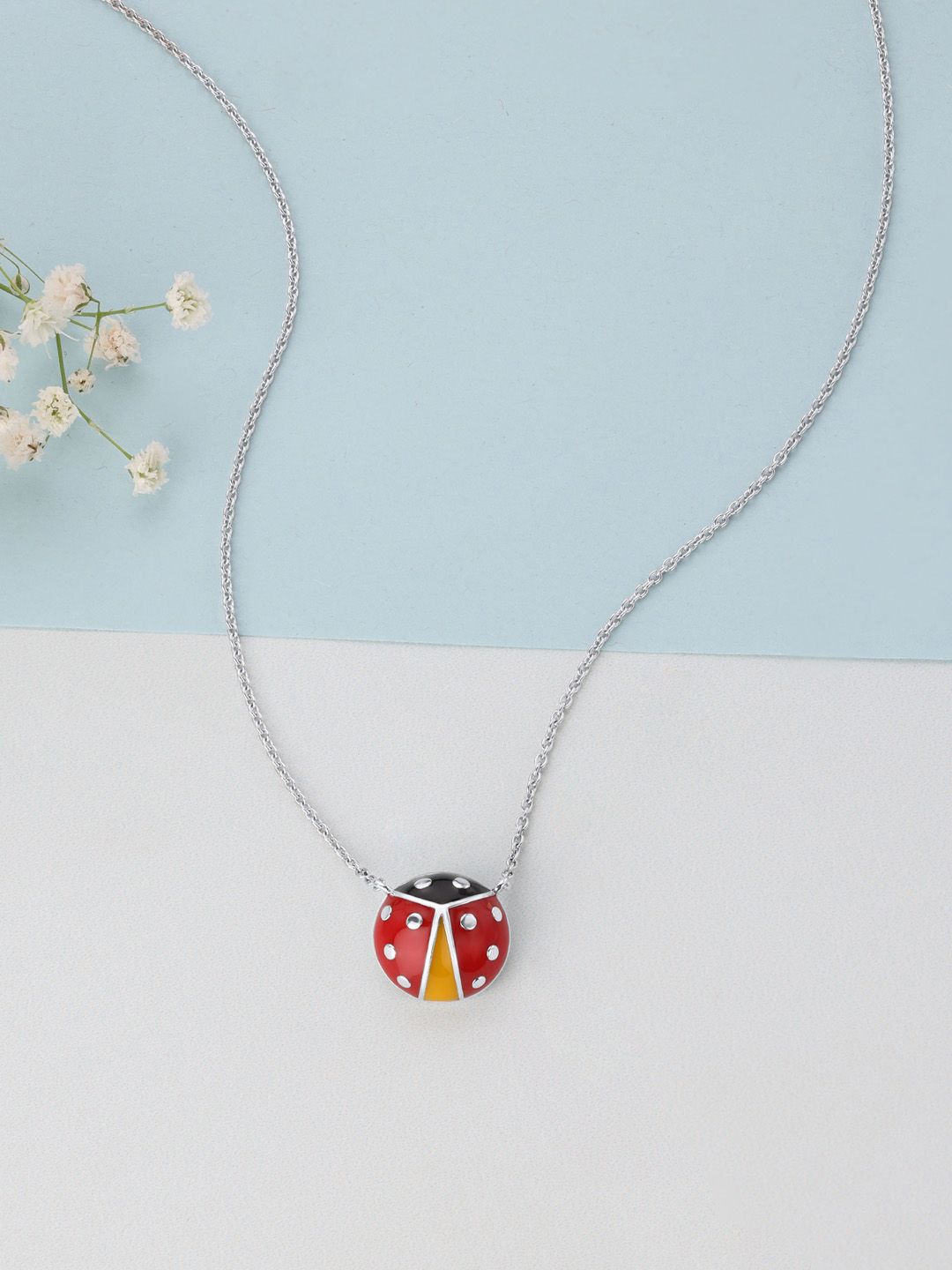 

Mia by Tanishq Whimsical Ladybug Silver-Plated Minimal Necklace And Chains