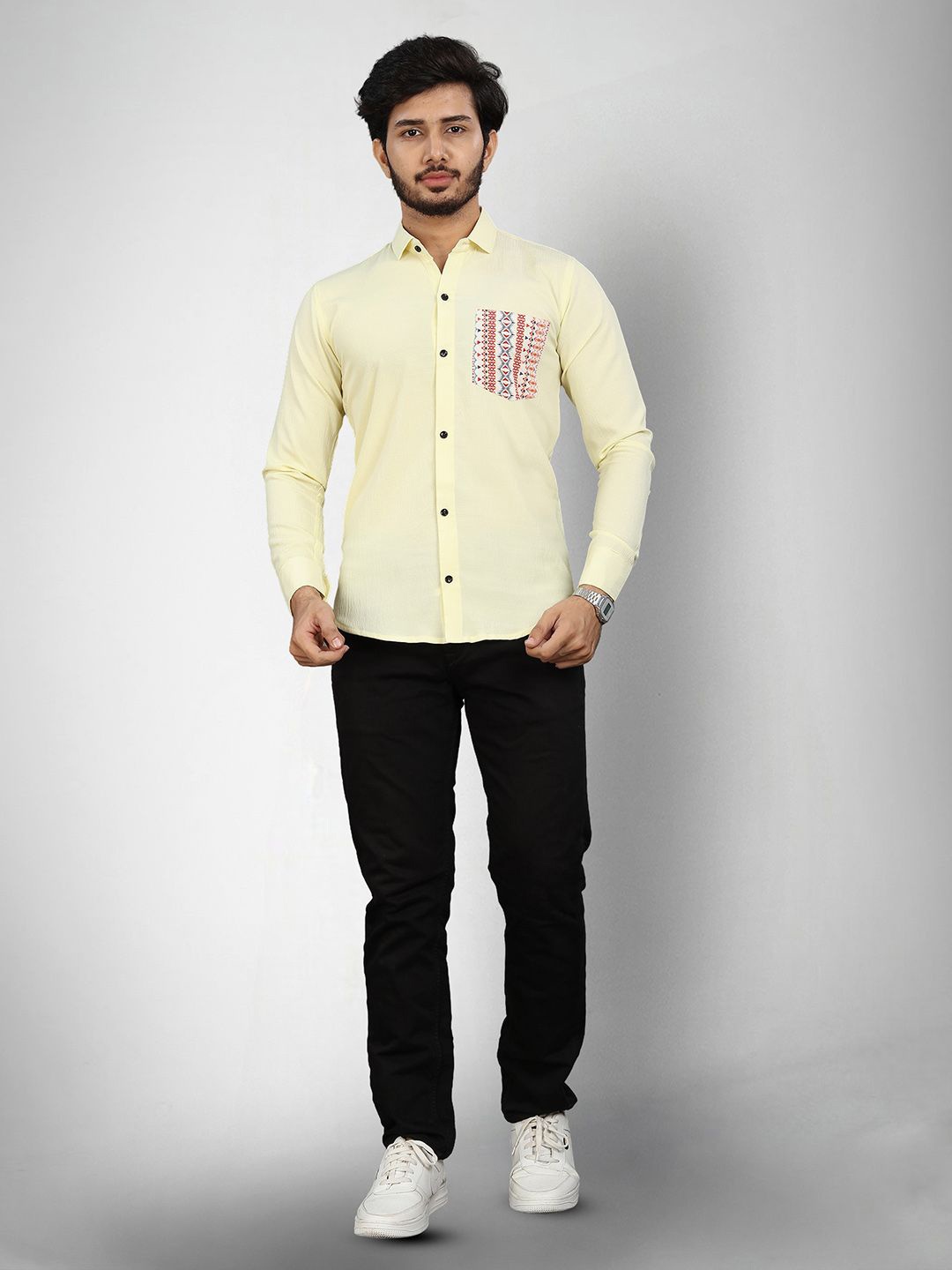 

Moda Rapido Men Original Opaque Casual Shirt, Yellow