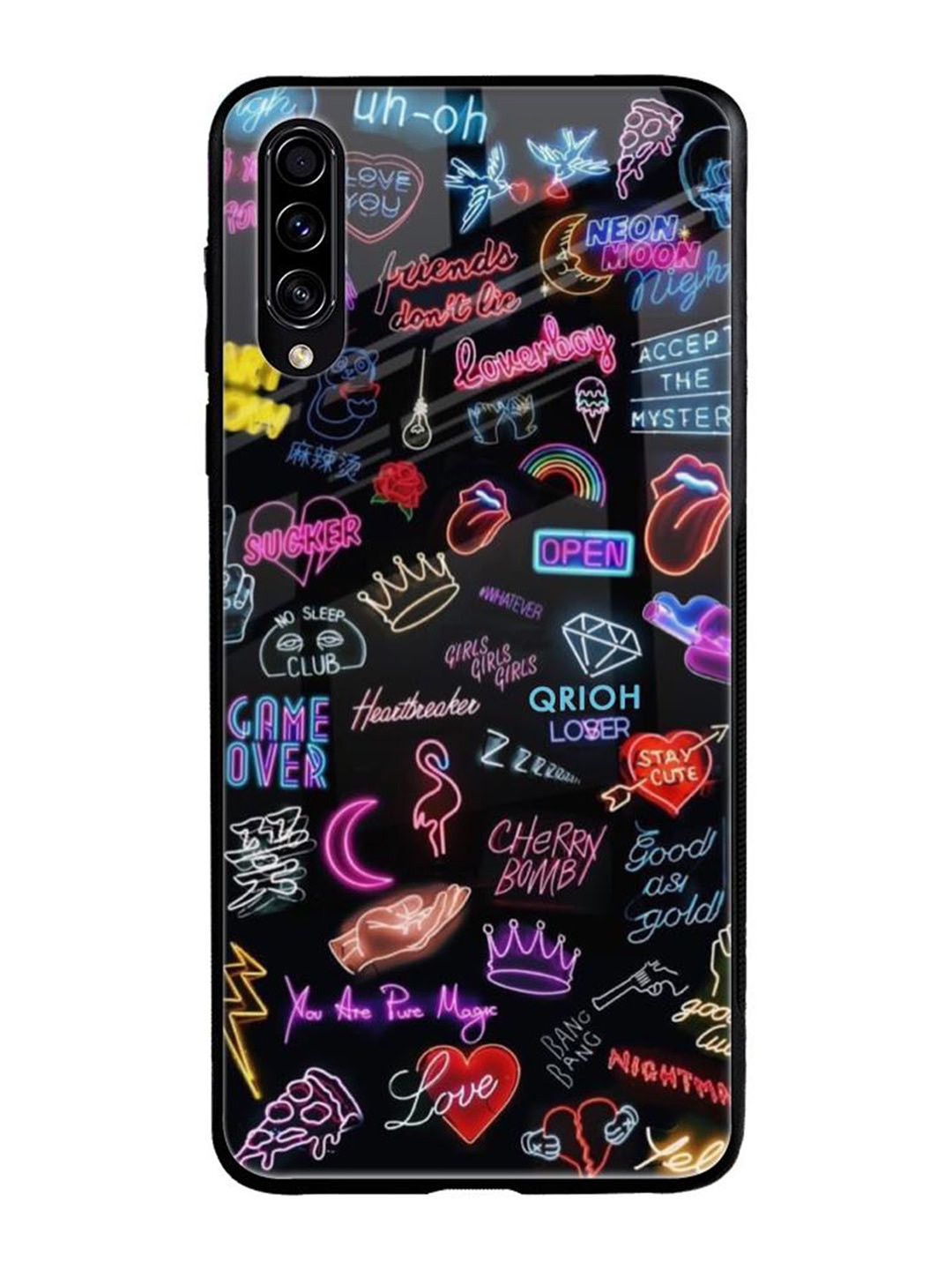 

QRIOH Quirky Printed Samsung Galaxy A50s Back Case Mobile Accessories, Black