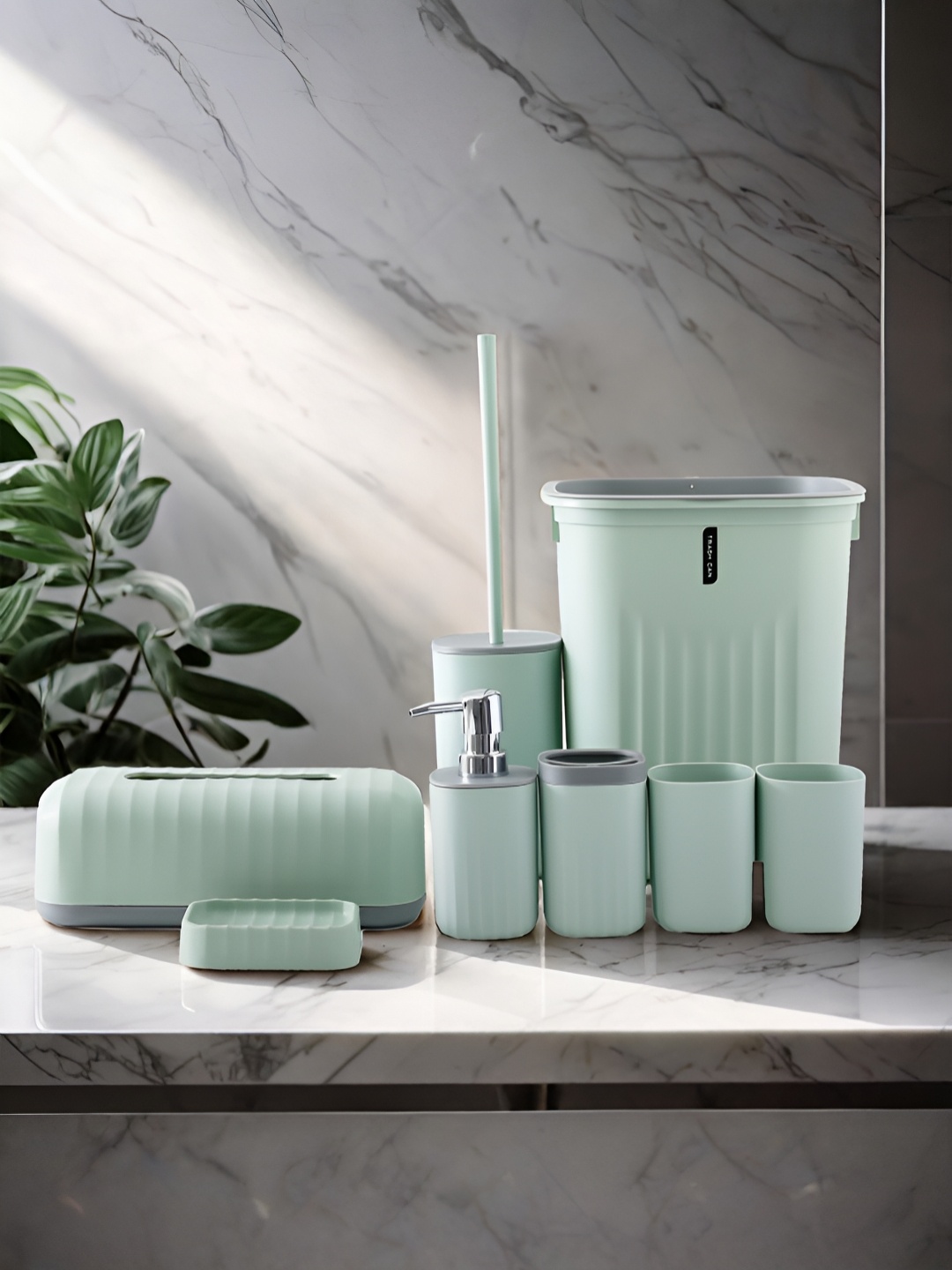 

The Better Home Green 8 Plastic Bath Accessories Set