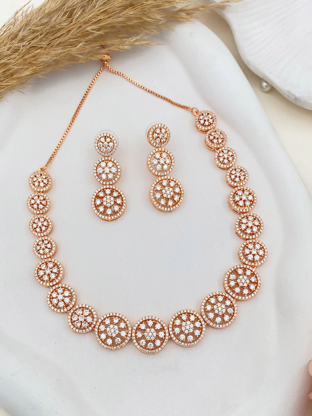 

Rare Bello Rose Gold-Plated American Diamond-Studded Jewellery Set