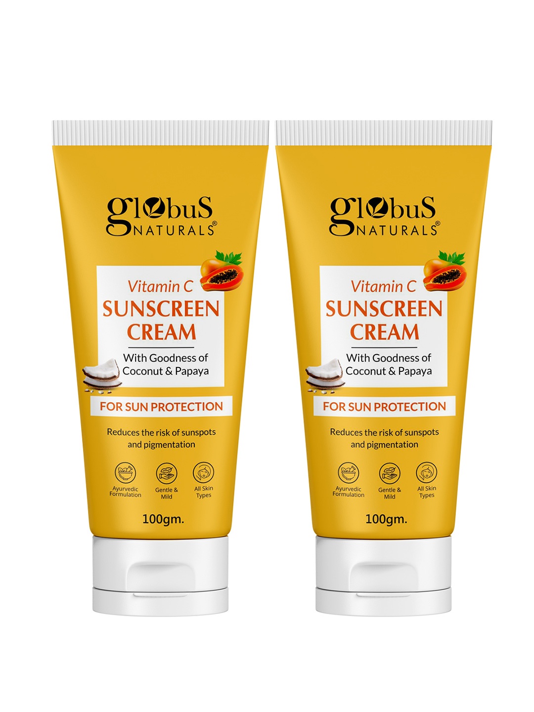 

Globus naturals Set Of 2 Vitamin C Sunscreen With Papaya- 100g Each, Red