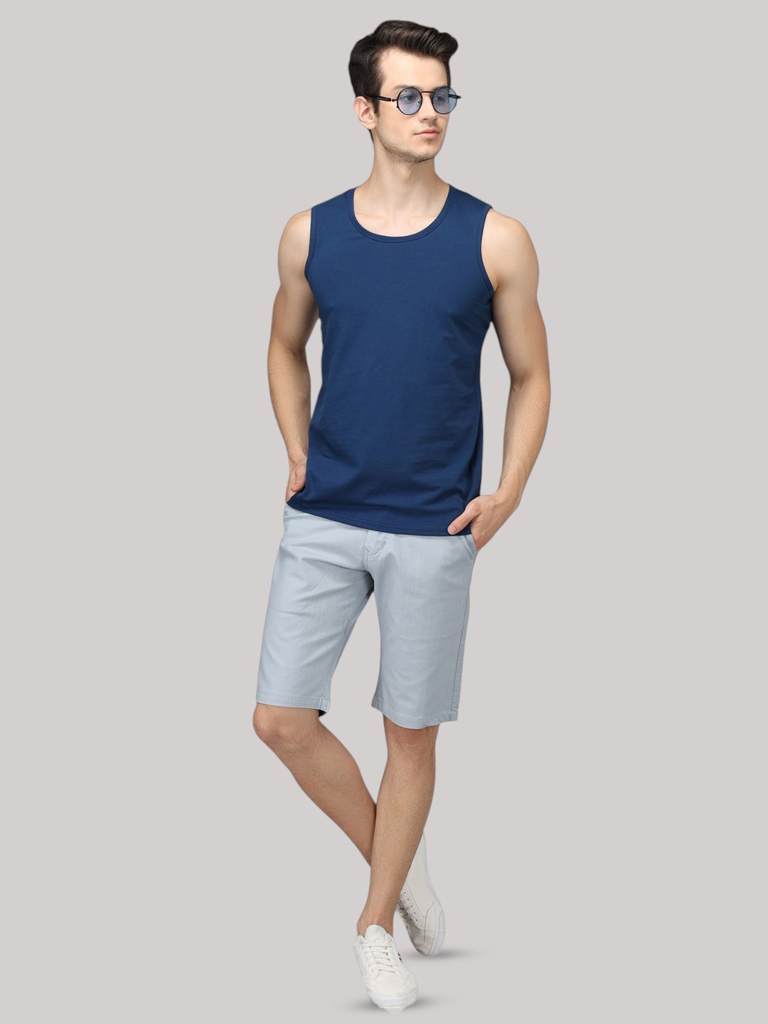 

SEPHANI Men Linen Outdoor Shorts, Blue
