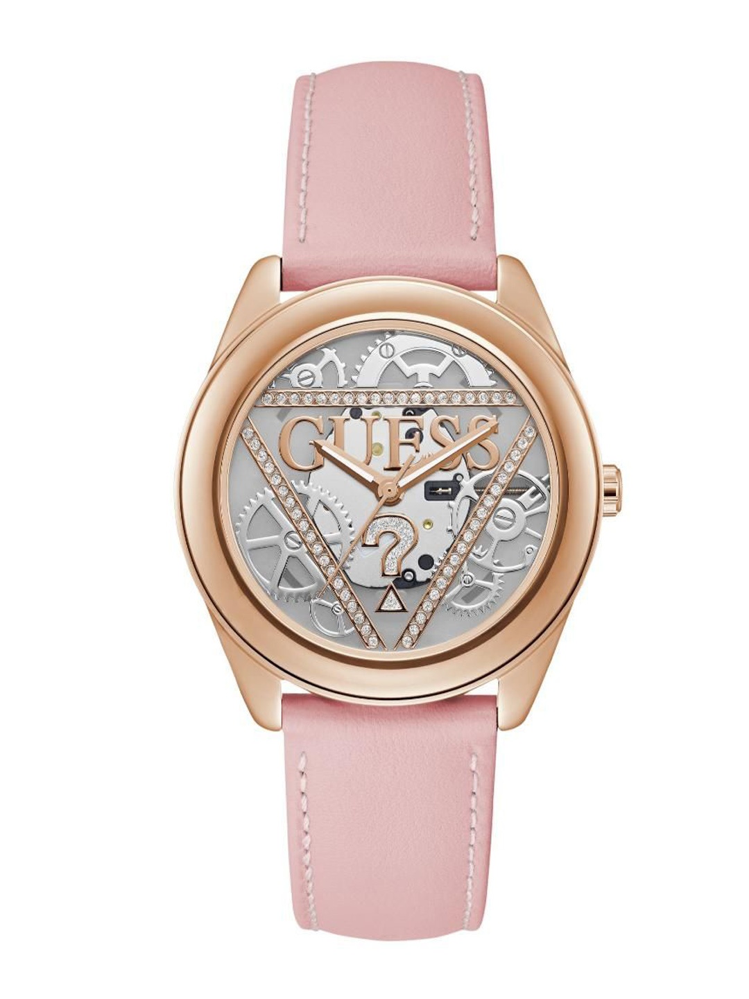 

GUESS Women Brass Dial & Leather Straps Analogue Watch U1439L2M, Rose gold