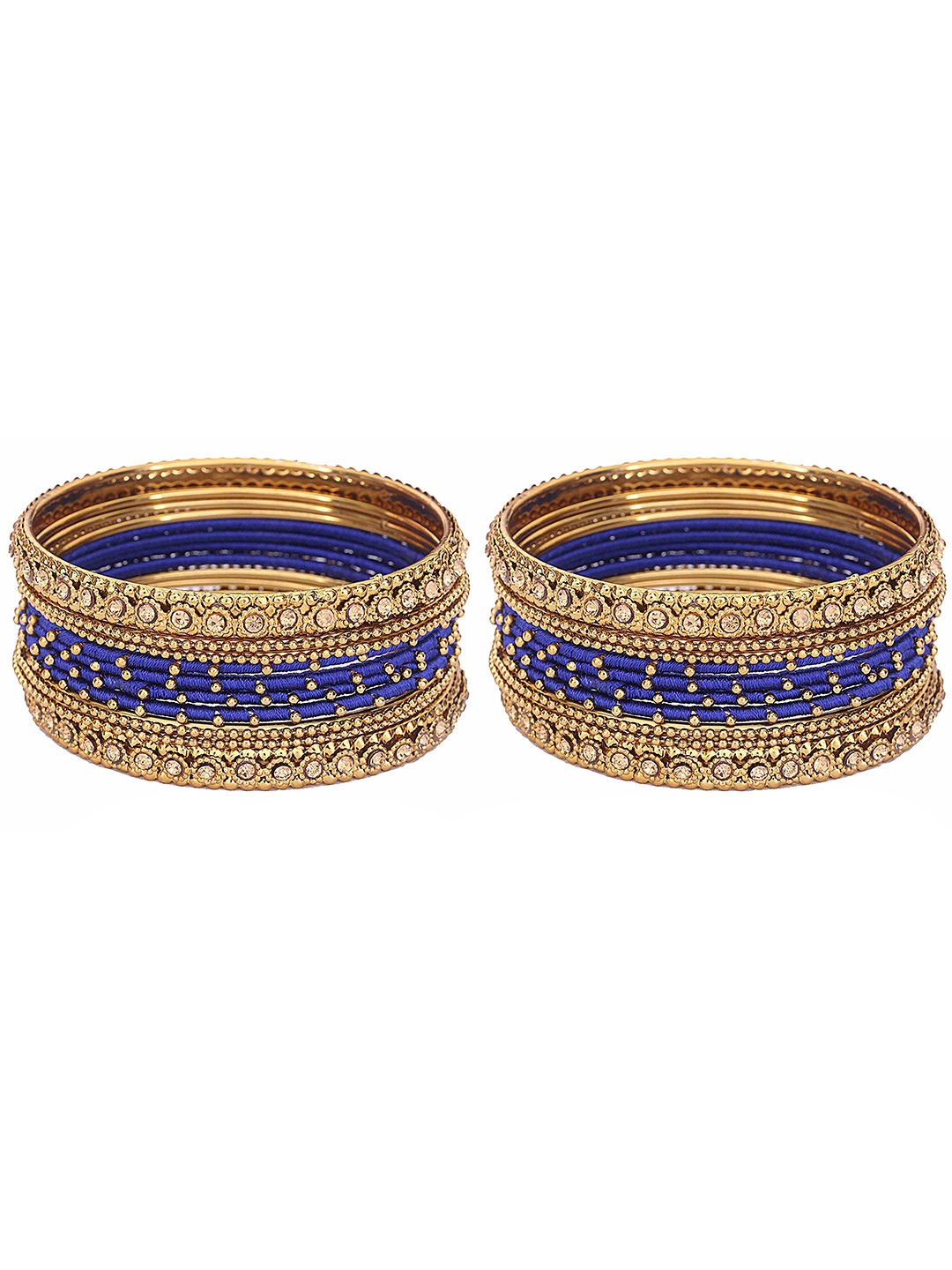 

ZULKA Set Of 20 Stone-Studded & Beaded Bangles, Blue