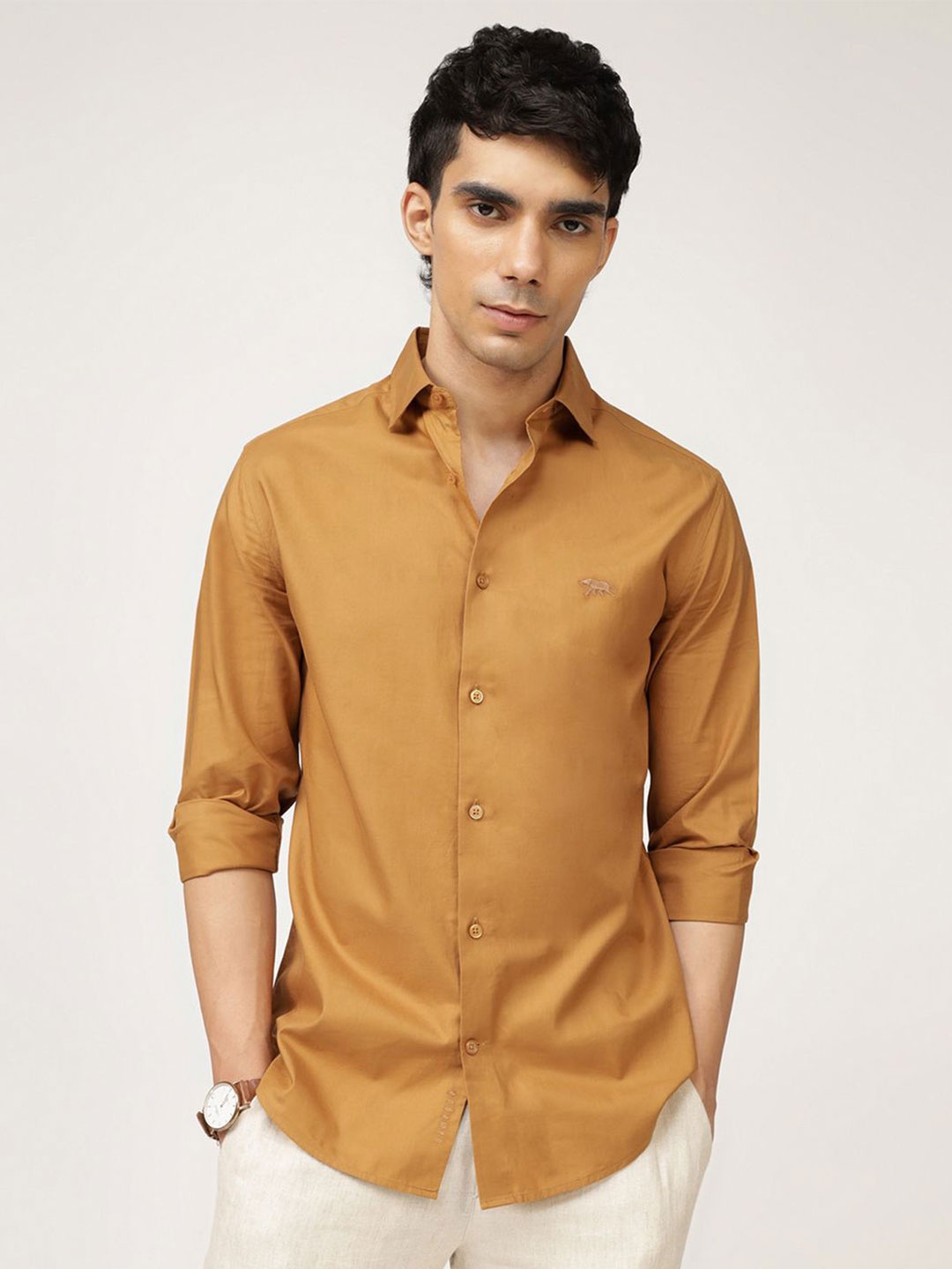 

Andamen Men Premium Slim Fit Opaque Casual Shirt, Brown