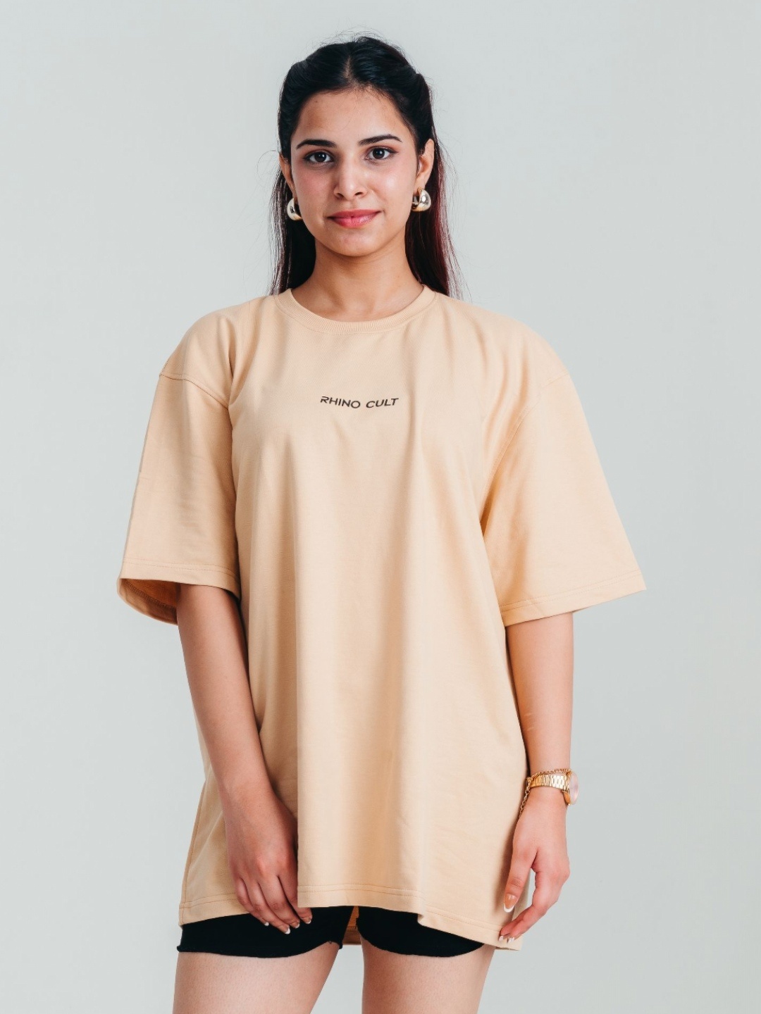 

RHINO CULT Women Pockets T-shirt, Beige