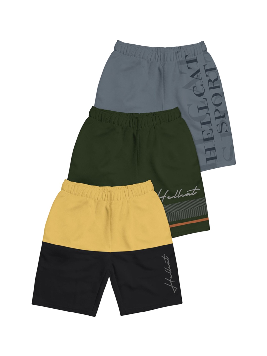 

HELLCAT Boys Typography Printed Shorts, Grey