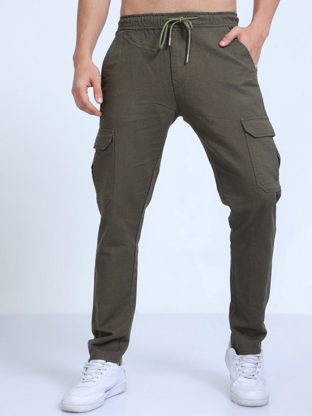 

THE BEETEL HOUSE Men Relaxed Lazy Linen Pants, Olive