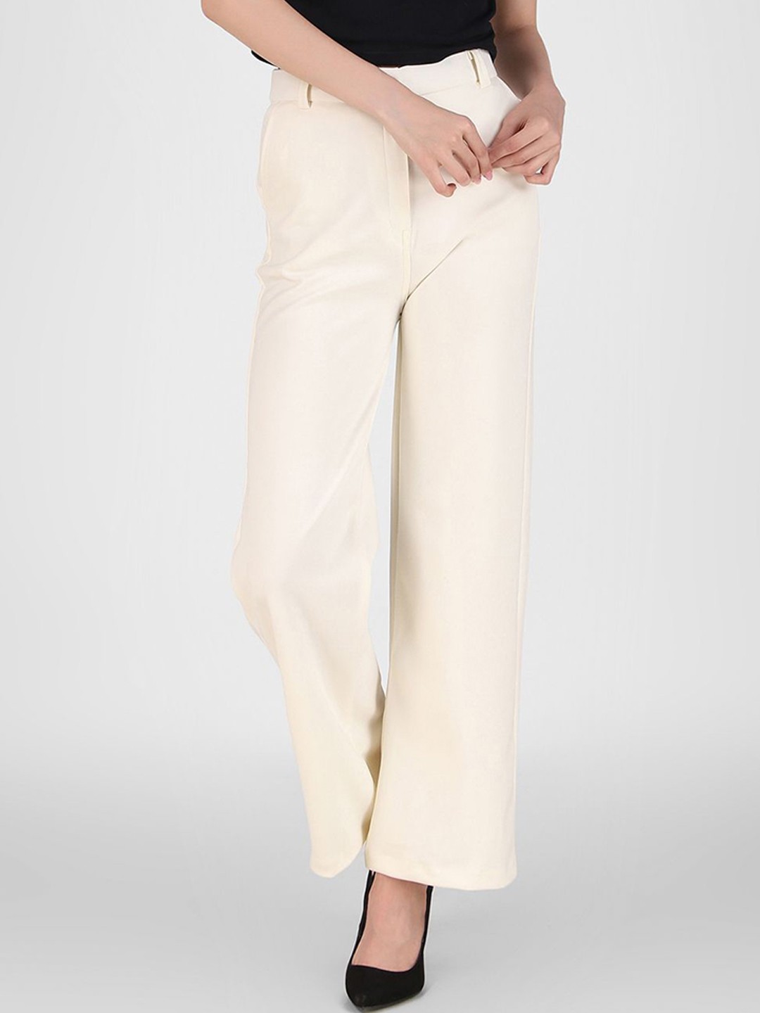 

Chemistry Women High-Rise Straight Fit Straight Fit Trousers, Off white