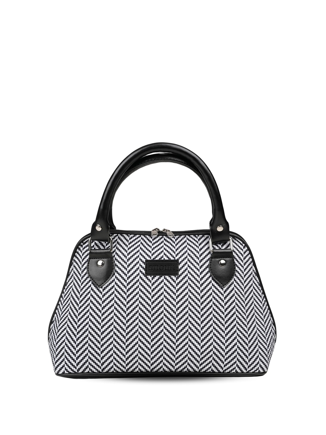 

Anouk Geometric Printed Structured Handheld Bag, Black