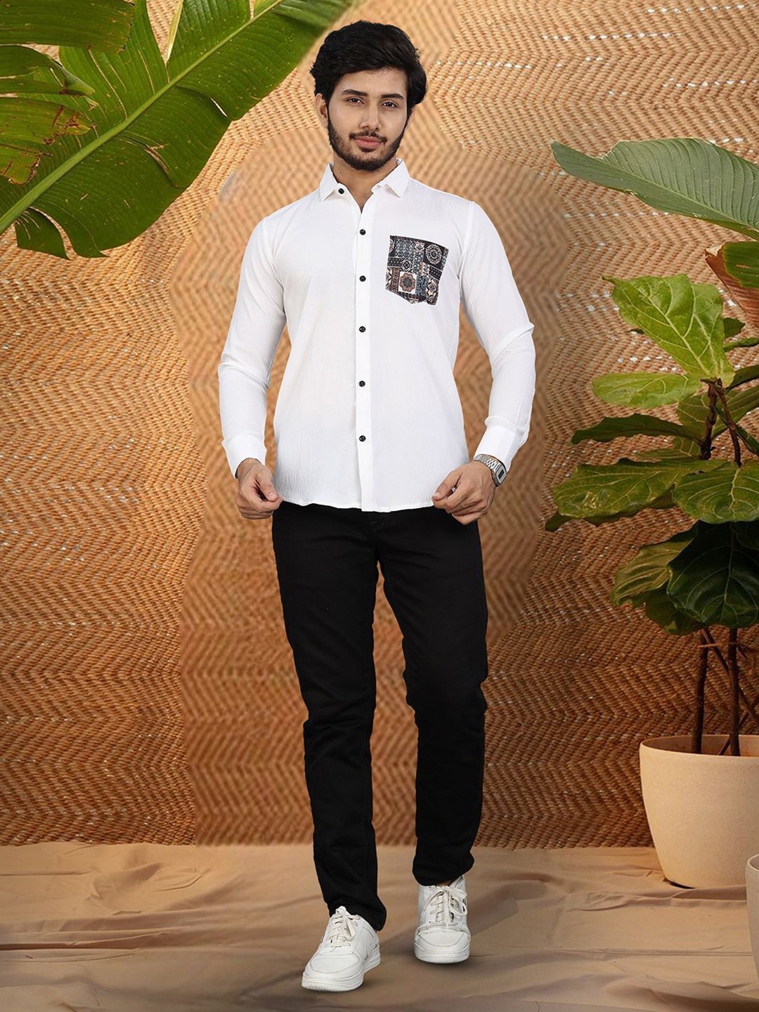 

Moda Rapido Men Original Opaque Casual Shirt, White