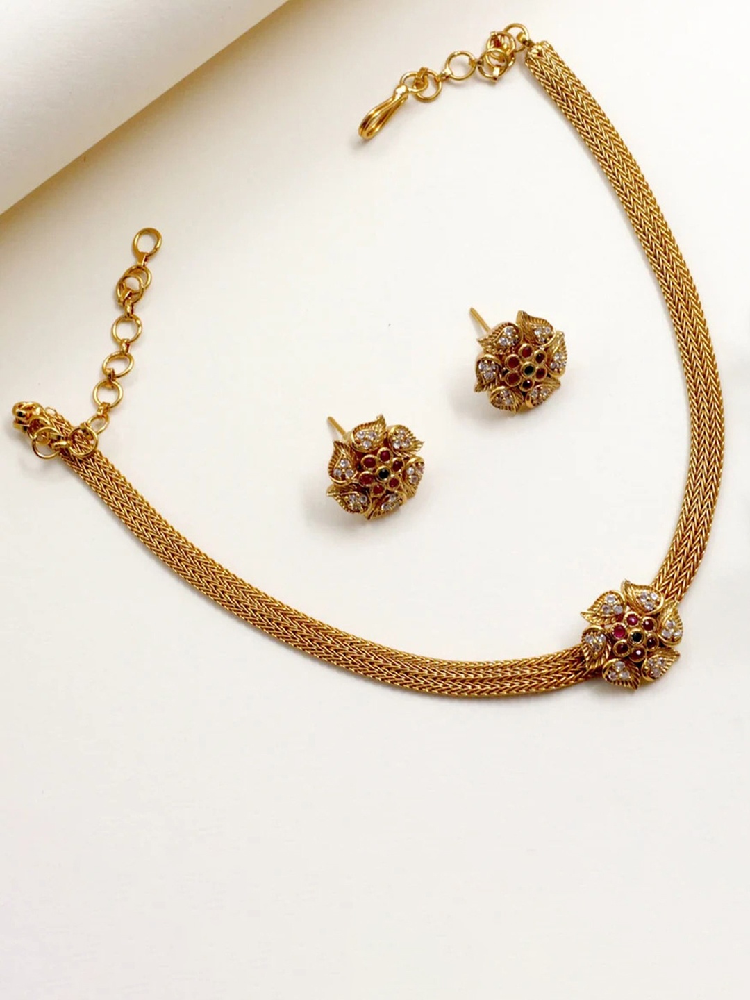 

Rangrozo Jewellery Gold-Plated Artificial Stones Studded Jewellery Set