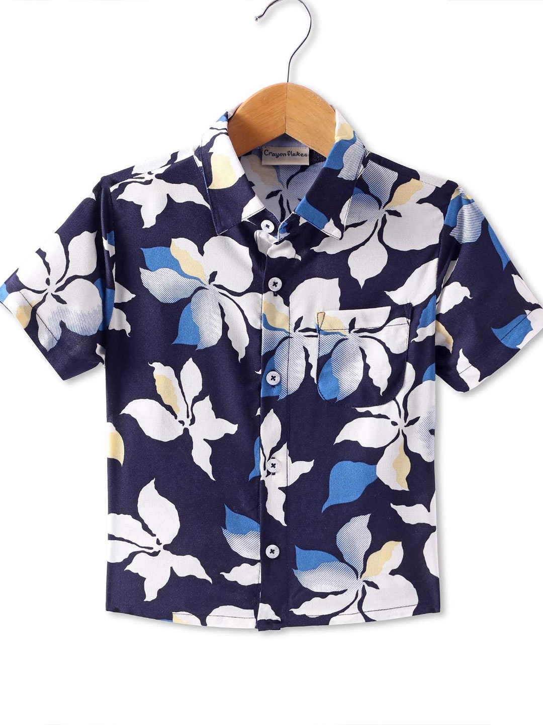

CrayonFlakes Boys Opaque Printed Casual Shirt, Navy blue