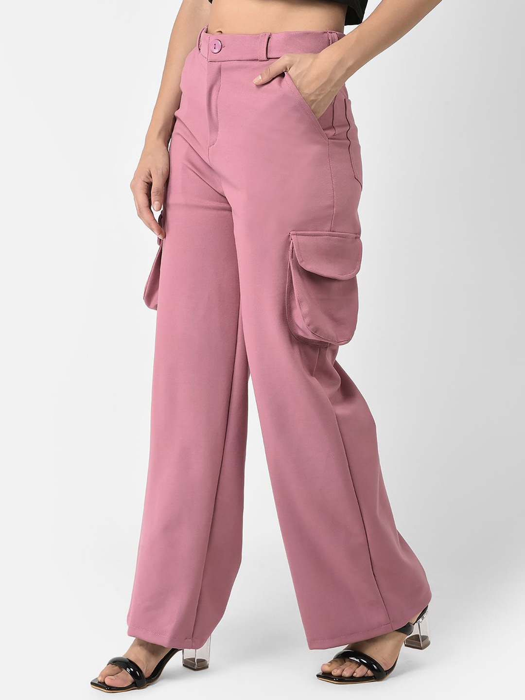 

Chemistry Women Relaxed Loose Fit High-Rise Trousers, Pink