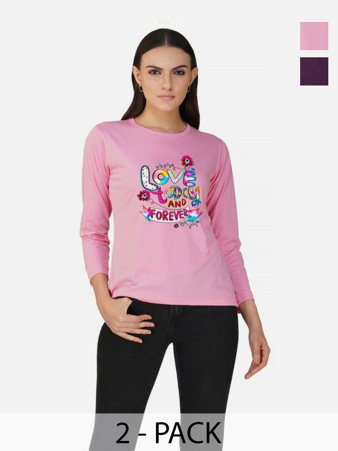 

Metronaut Women 2 Printed Bio Finish T-shirt, Pink