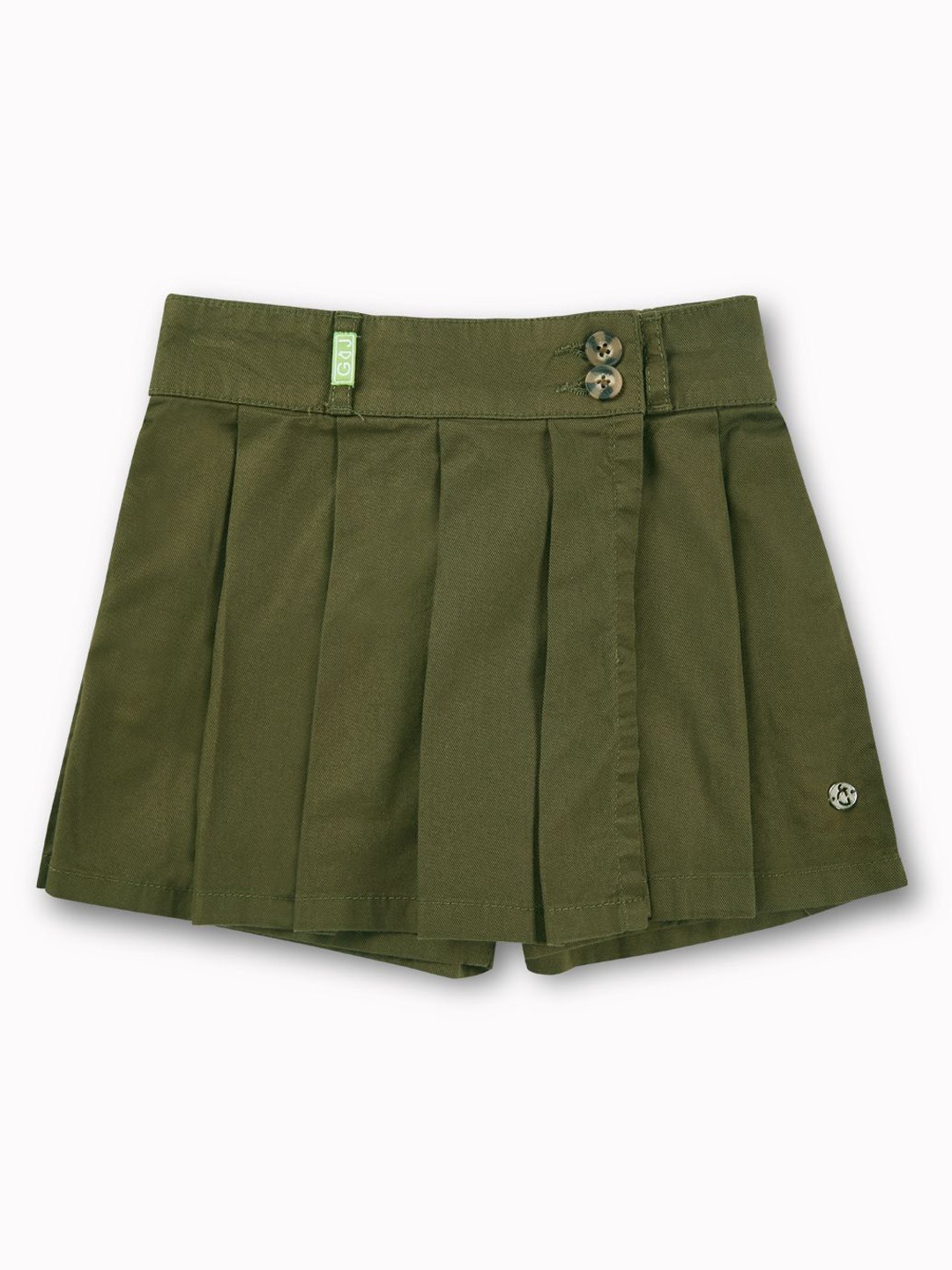 

Gini and Jony Girls Cotton Pleated Mini Skort, Olive